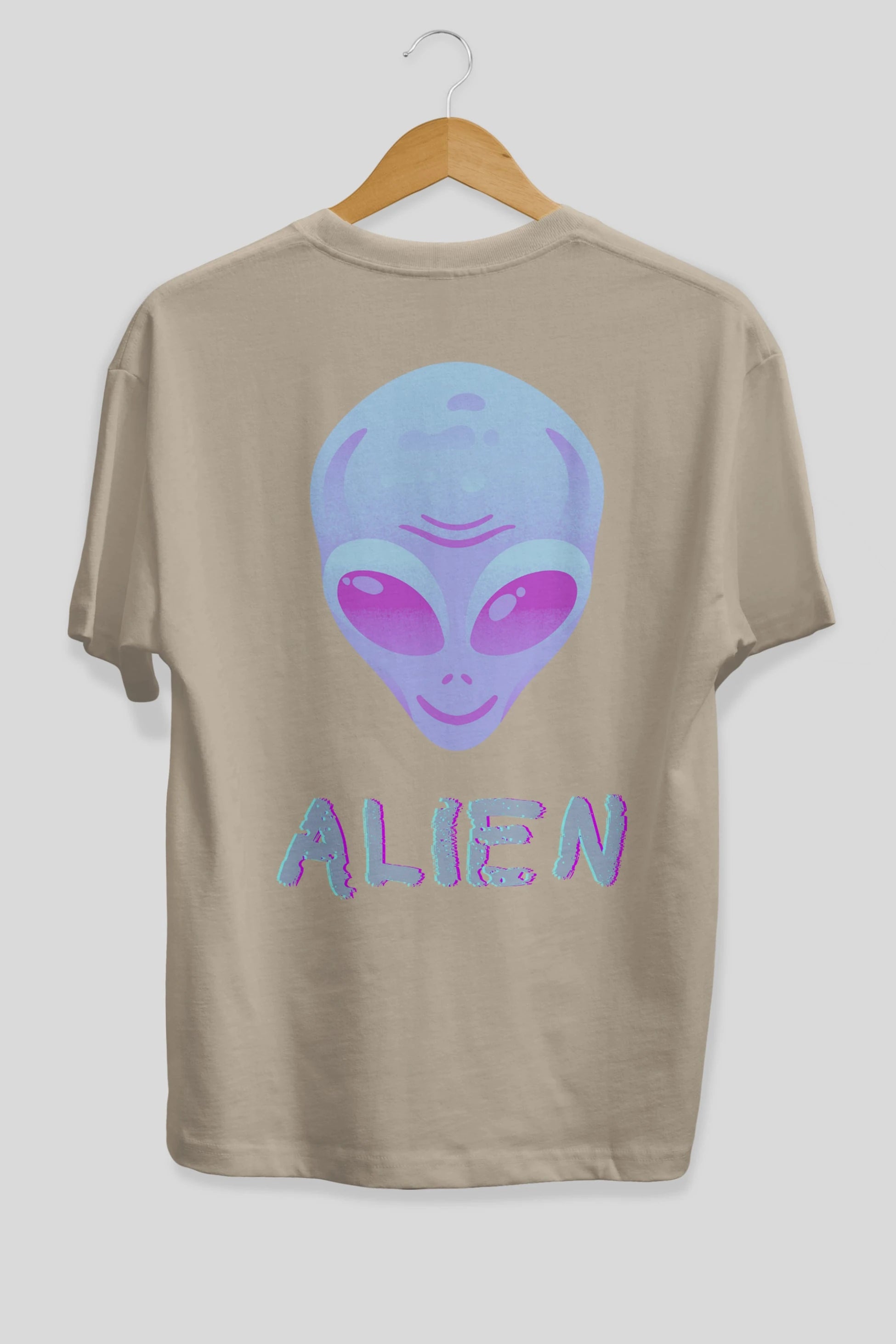 Alien Arka Baskılı Oversize t-shirt Erkek Kadın Unisex