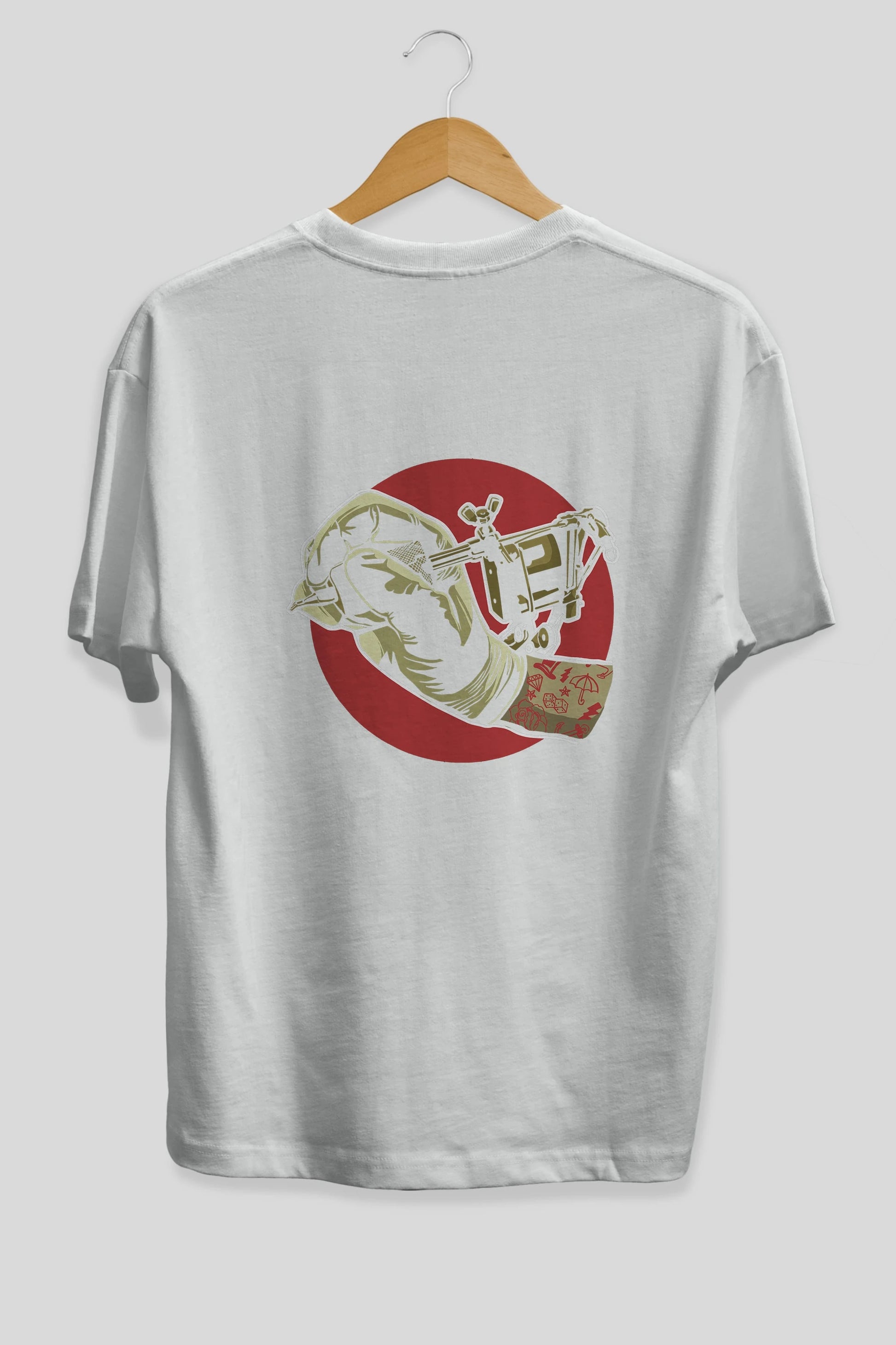 Tattoo Machine ] Arka Baskılı Oversize t-shirt Erkek Kadın Unisex %100 Pamuk