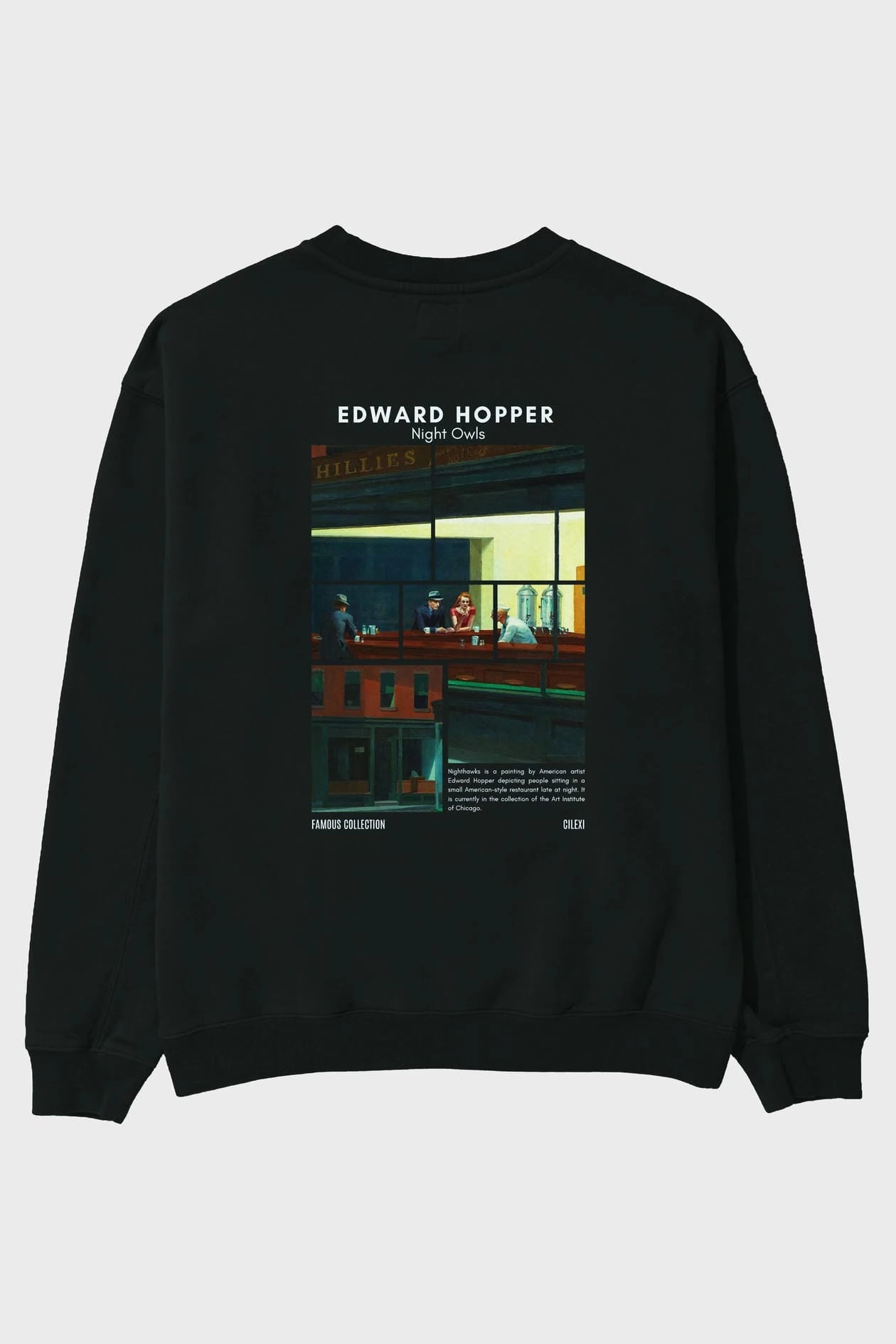 Edward Hopper Night Owls Arka Baskılı Oversize Sweatshirt Erkek Kadın Unisex