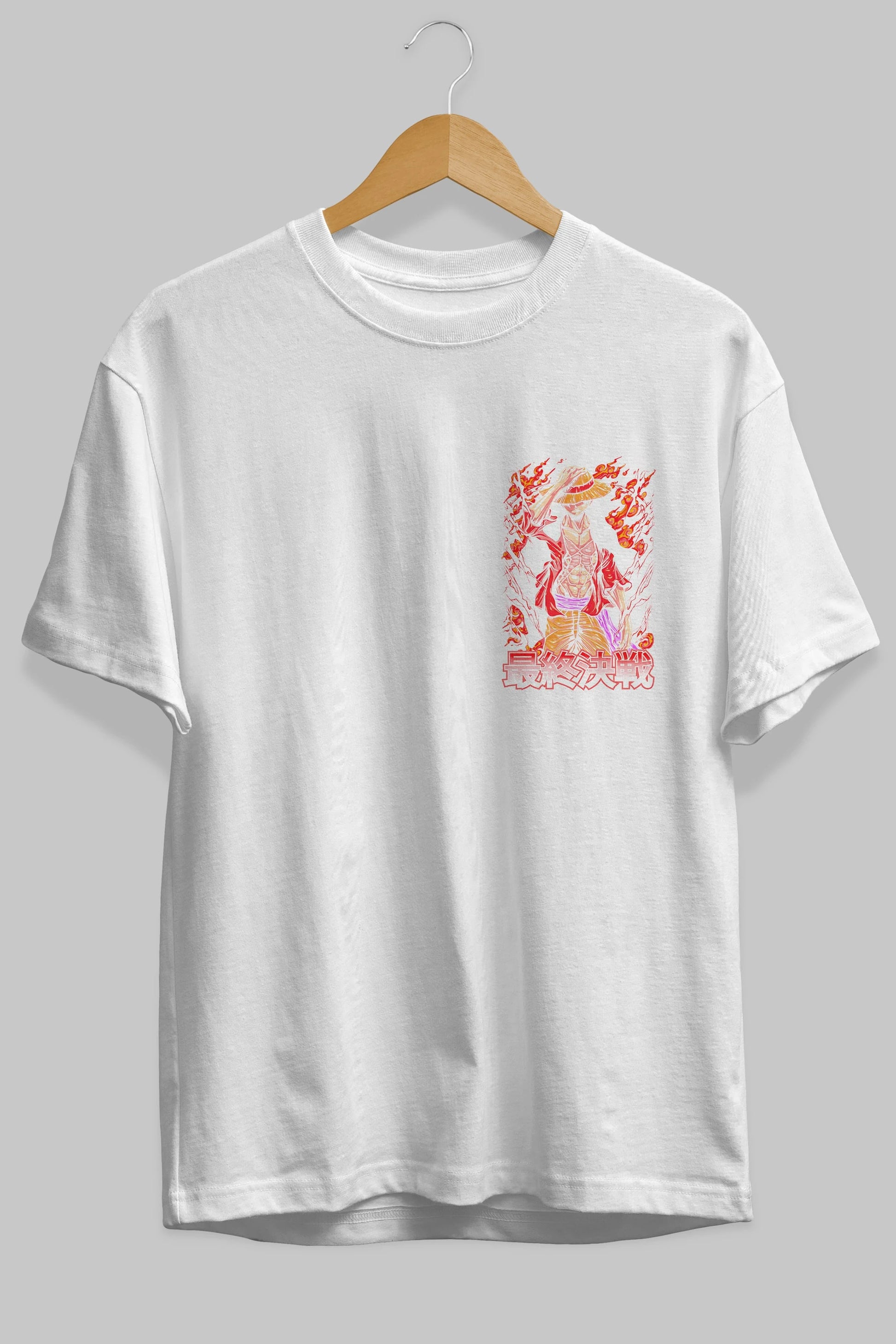 MONKEY D. LUFFY (3) Ön Sol Baskılı Oversize t-shirt Erkek Kadın Unisex %100 Pamuk Bisiklet Yaka tişort