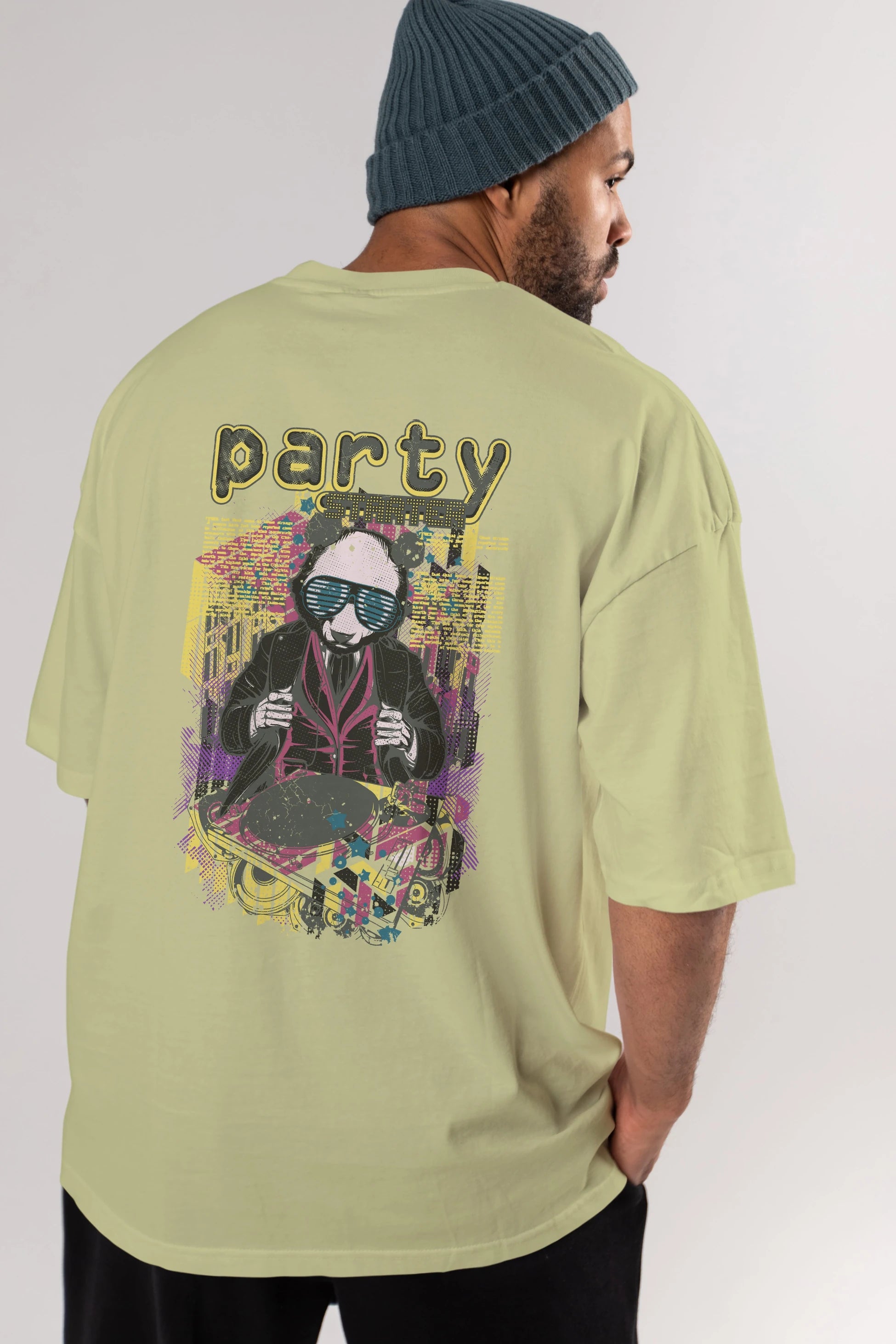 Party Starter Arka Baskılı Oversize t-shirt Erkek Kadın Unisex