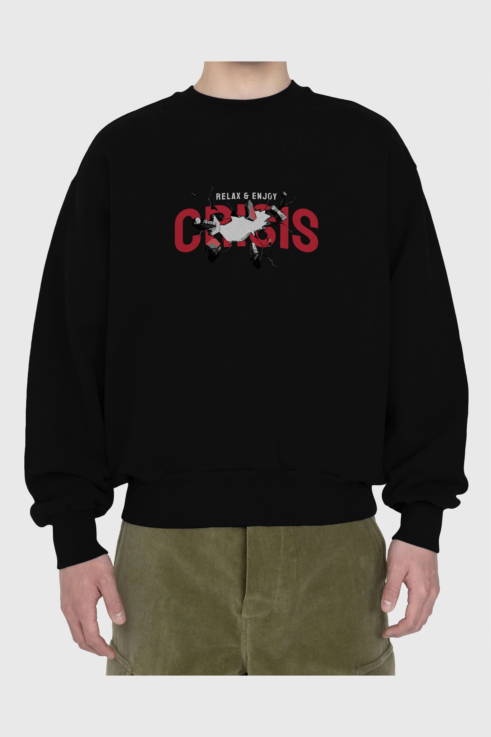 Relax and Enjoy Ön Baskılı Oversize Sweatshirt Erkek Kadın Unisex