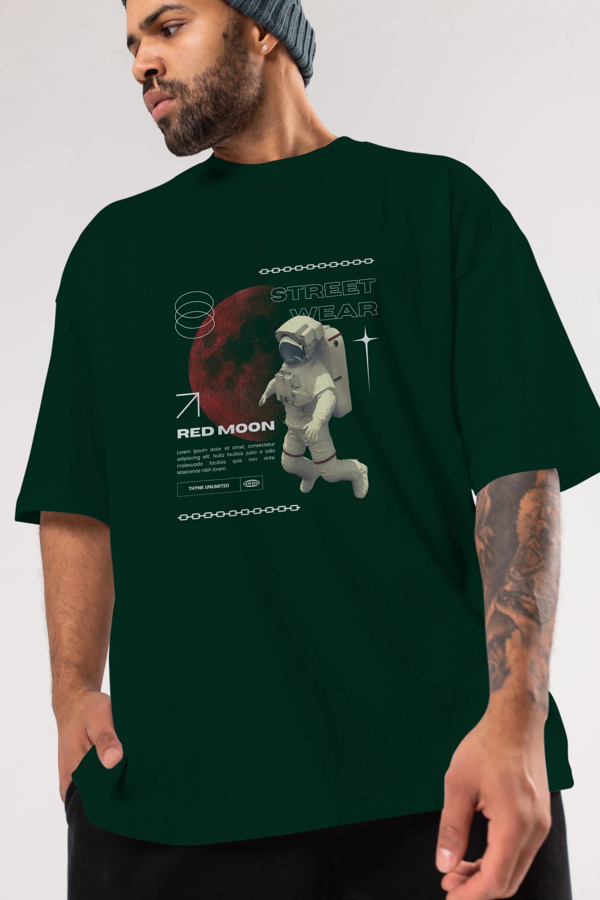 Red Moon Streetwear Ön Baskılı Oversize t-shirt Erkek Kadın Unisex