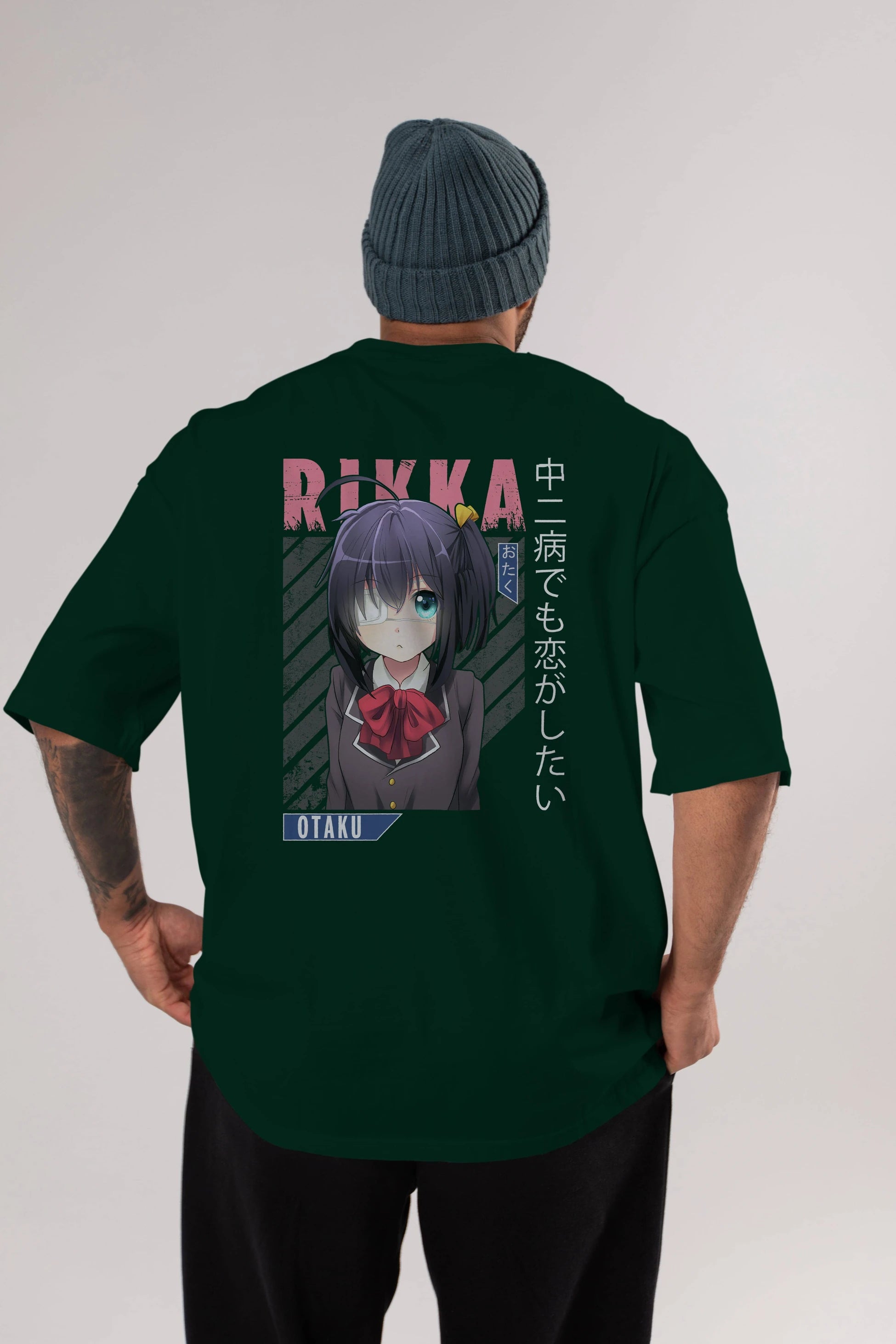 Rikka Takanashi 9 Anime Arka Baskılı Oversize t-shirt Erkek Kadın Unisex