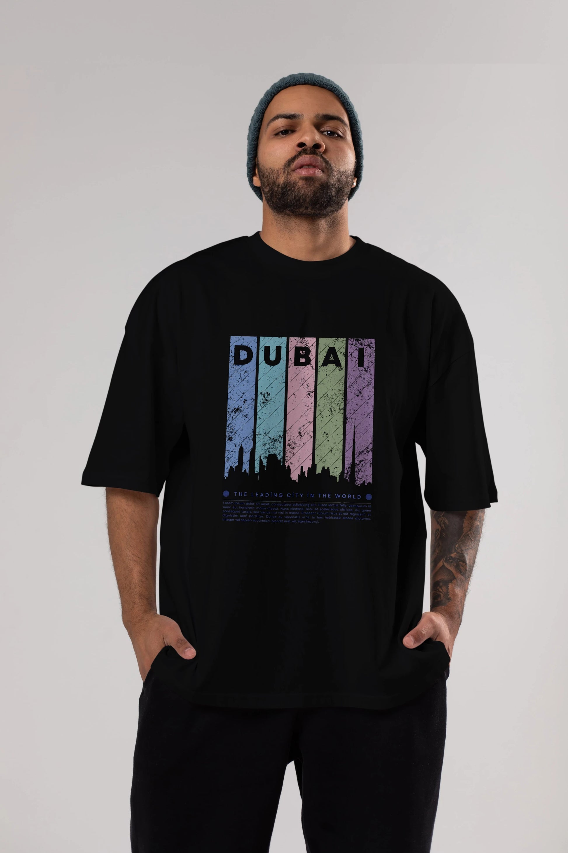 Dubai Yazılı Ön Baskılı Oversize t-shirt Erkek Kadın Unisex