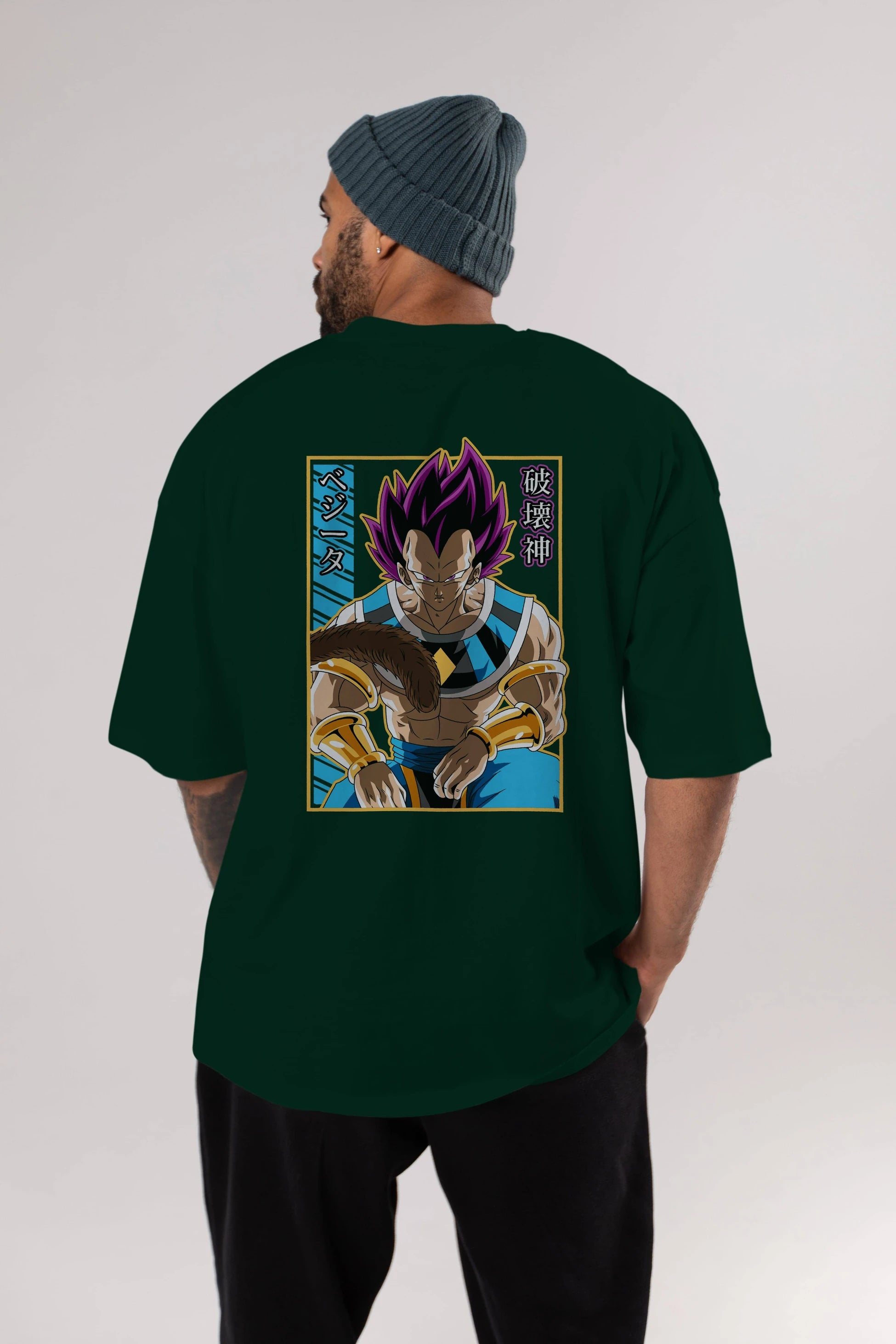 DragonBall VegetaHakaishin Anime Arka Baskılı Oversize t-shirt Erkek Kadın Unisex