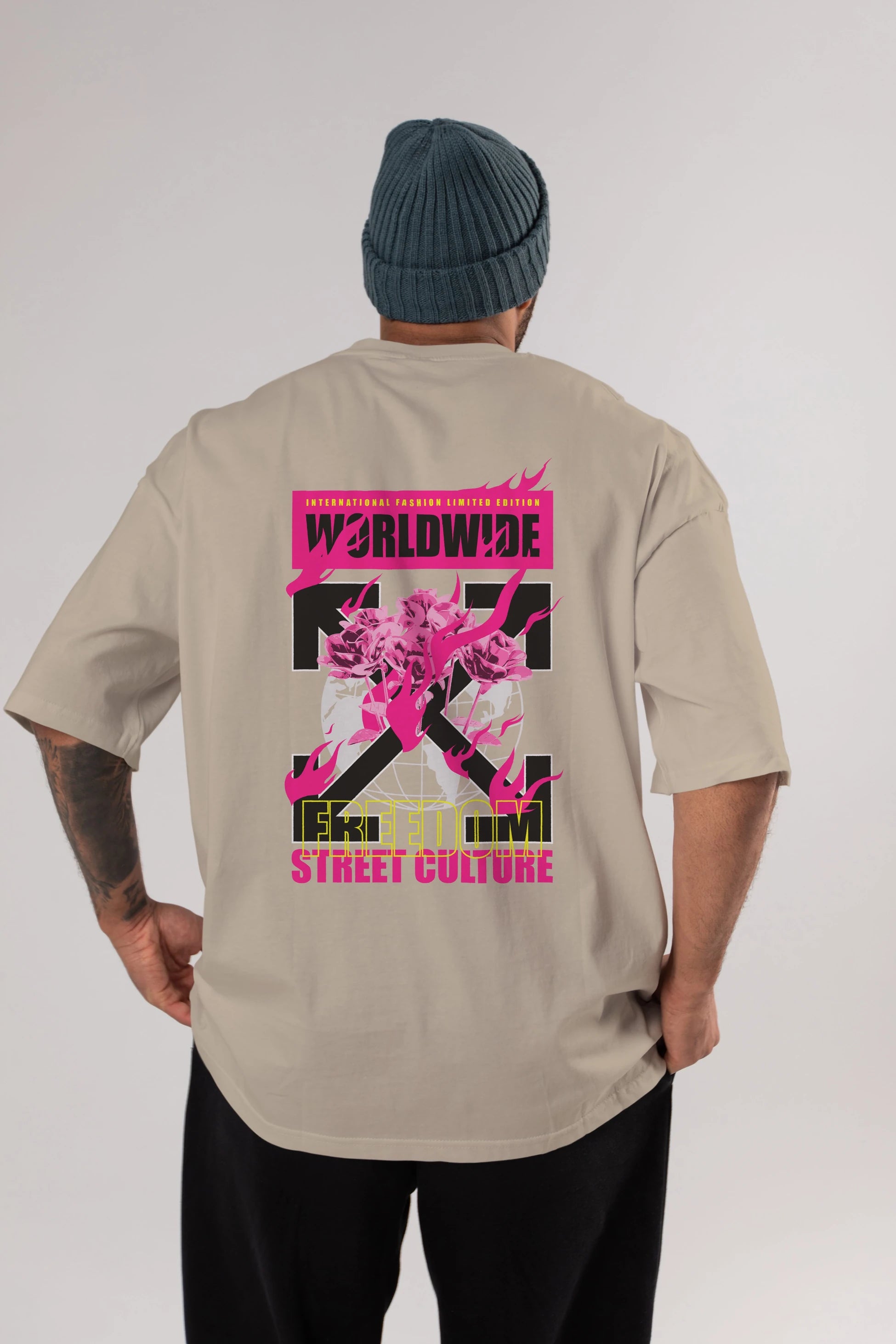 Freedom Street Culture Arka Baskılı Oversize t-shirt Erkek Kadın Unisex