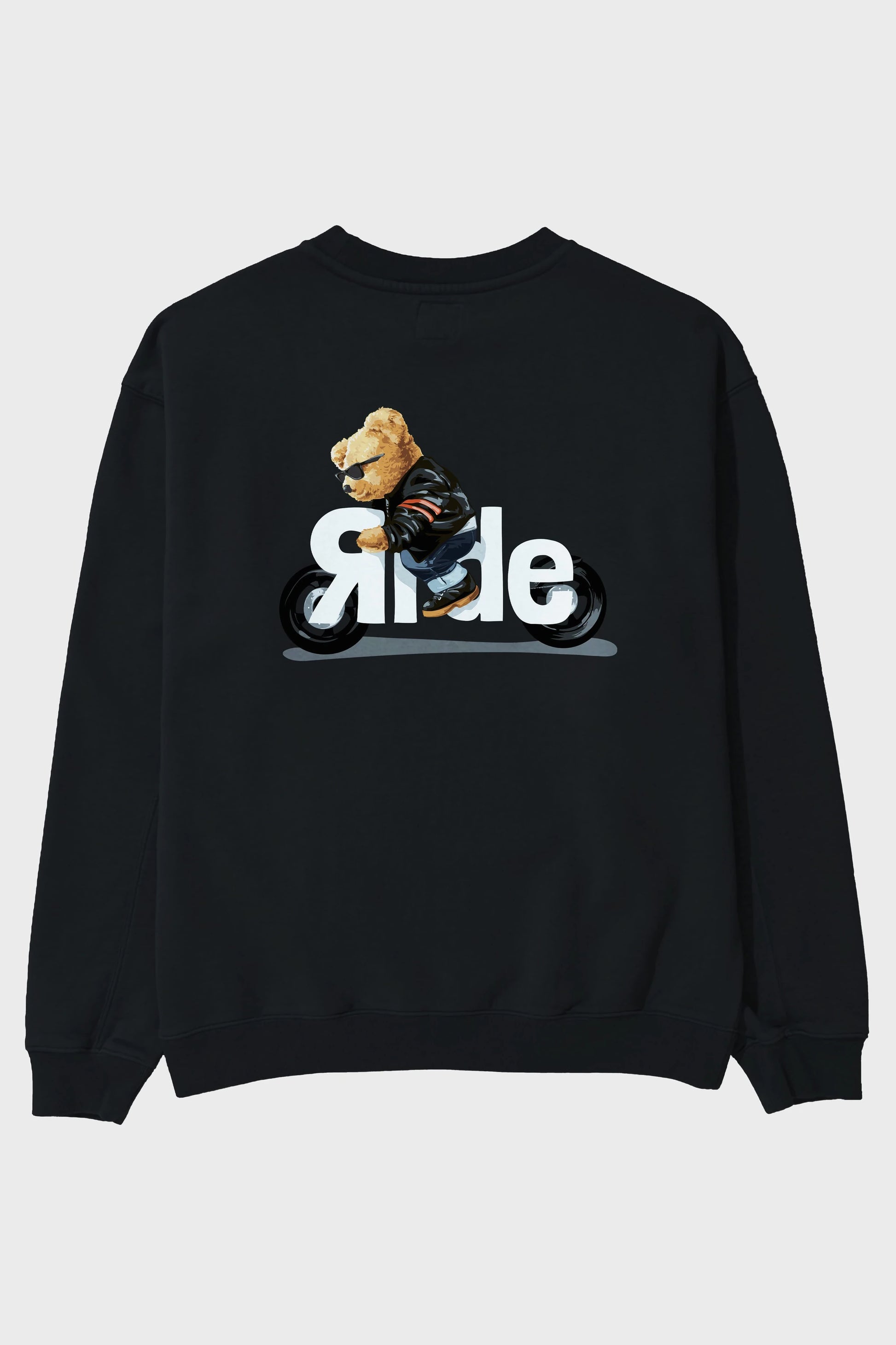 Teddy Bear Ride Arka Baskılı Oversize Sweatshirt Erkek Kadın Unisex