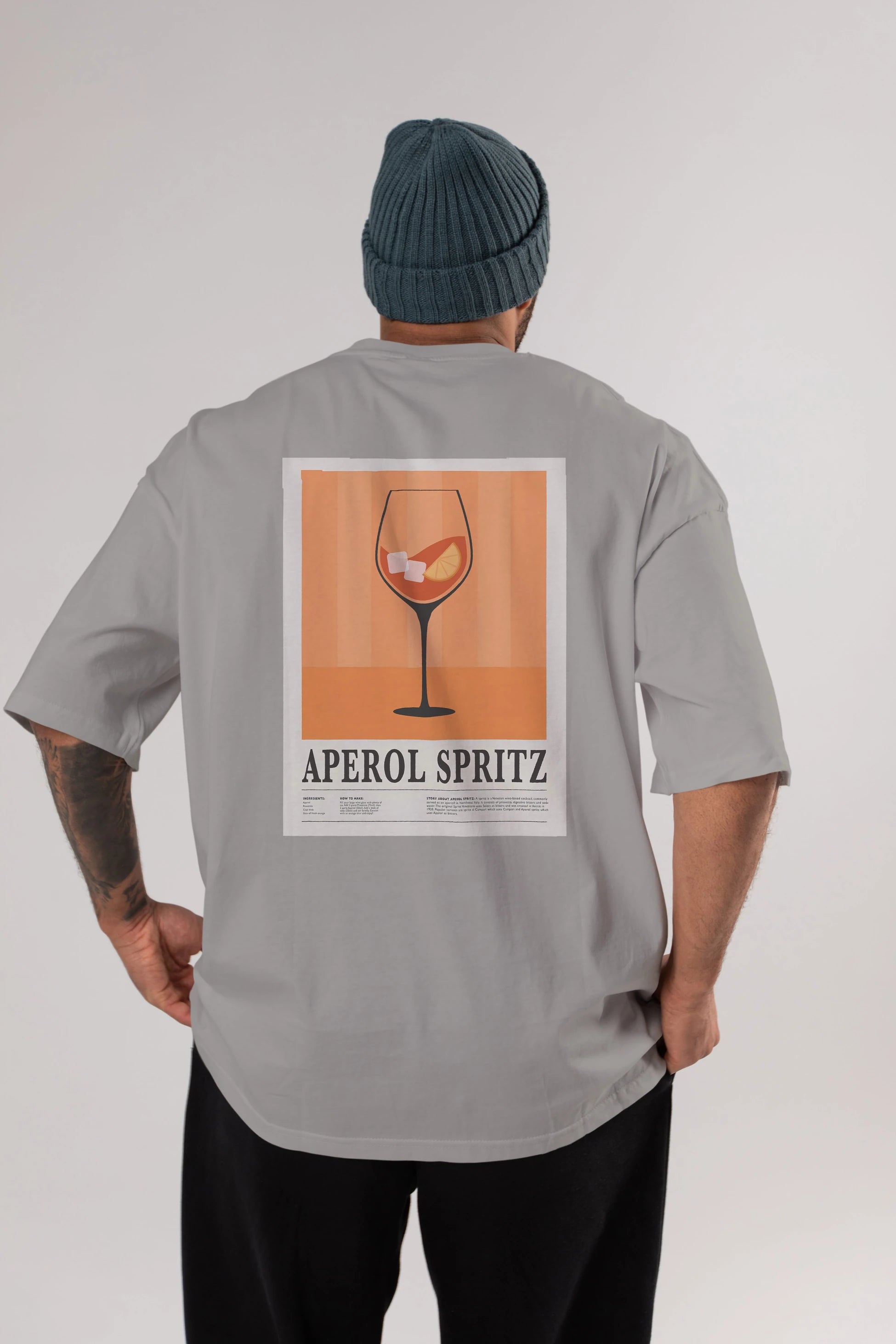 Aperol Spritz 8 Arka Baskılı Oversize t-shirt Erkek Kadın Unisex %100 Pamuk Bisiklet Yaka tişort