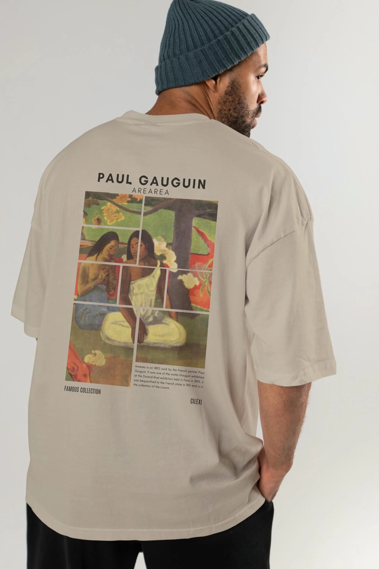 Paul Gauguin Arearea Arka Baskılı Oversize t-shirt Erkek Kadın Bisiklet Yaka Pamuk tişort
