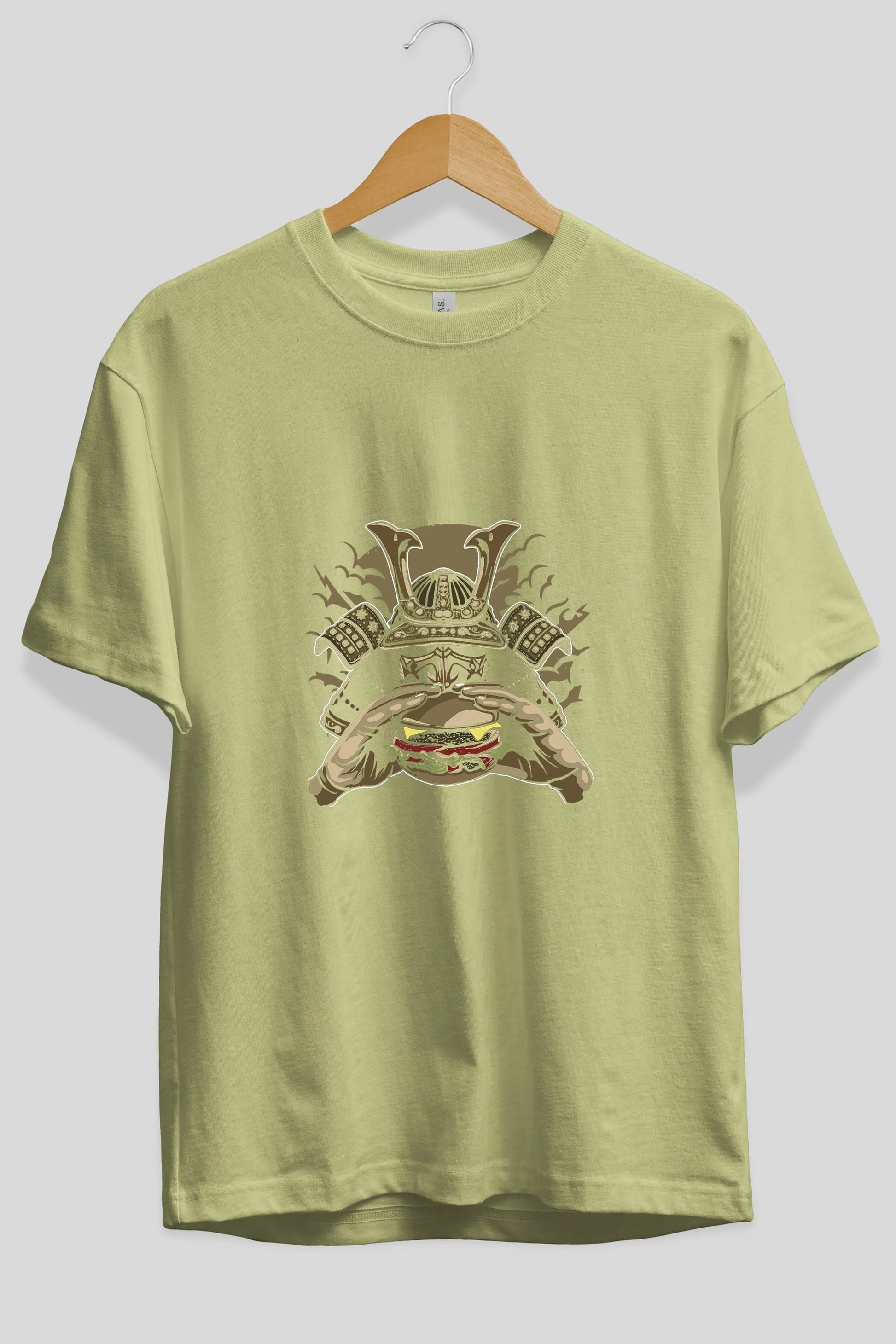 Samurai Burger Ön Baskılı Oversize t-shirt Erkek Kadın Unisex %100 Pamuk tişort