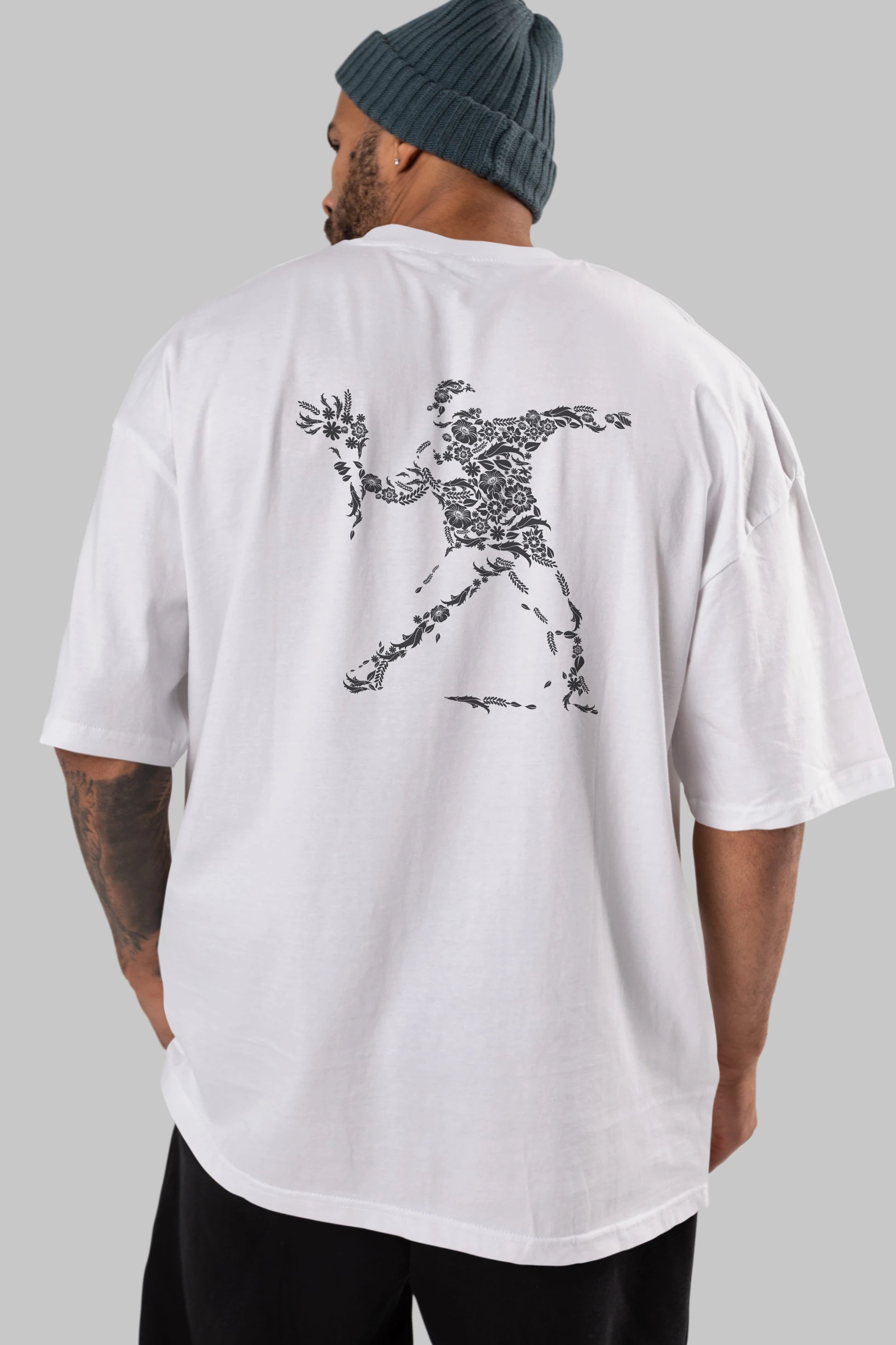 Flourish Vandalism Arka Baskılı Oversize t-shirt %100 pamuk Erkek Kadın Unisex