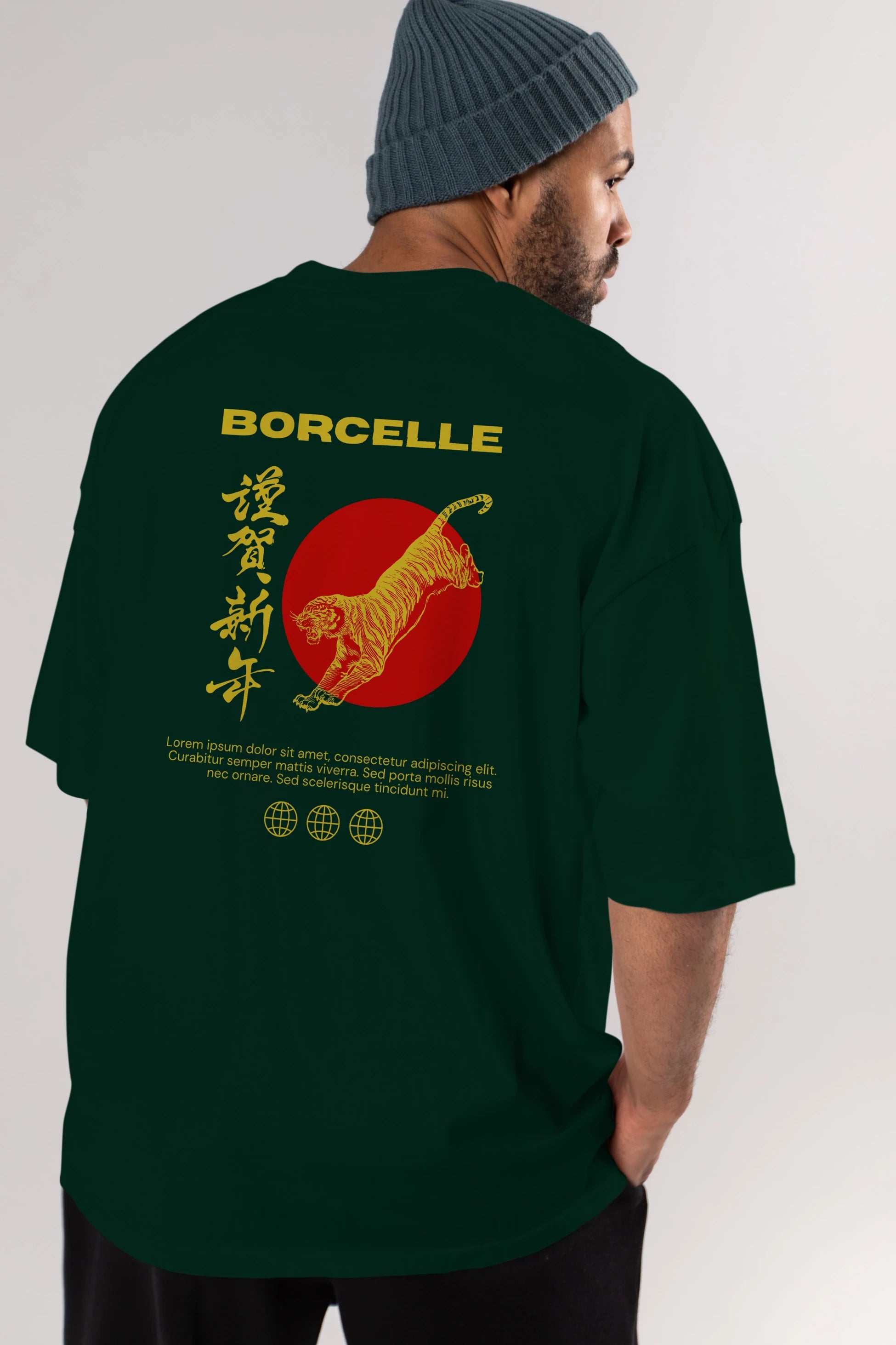 Borcelle Tiger Streetwear Arka Baskılı Oversize t-shirt Erkek Kadın Unisex
