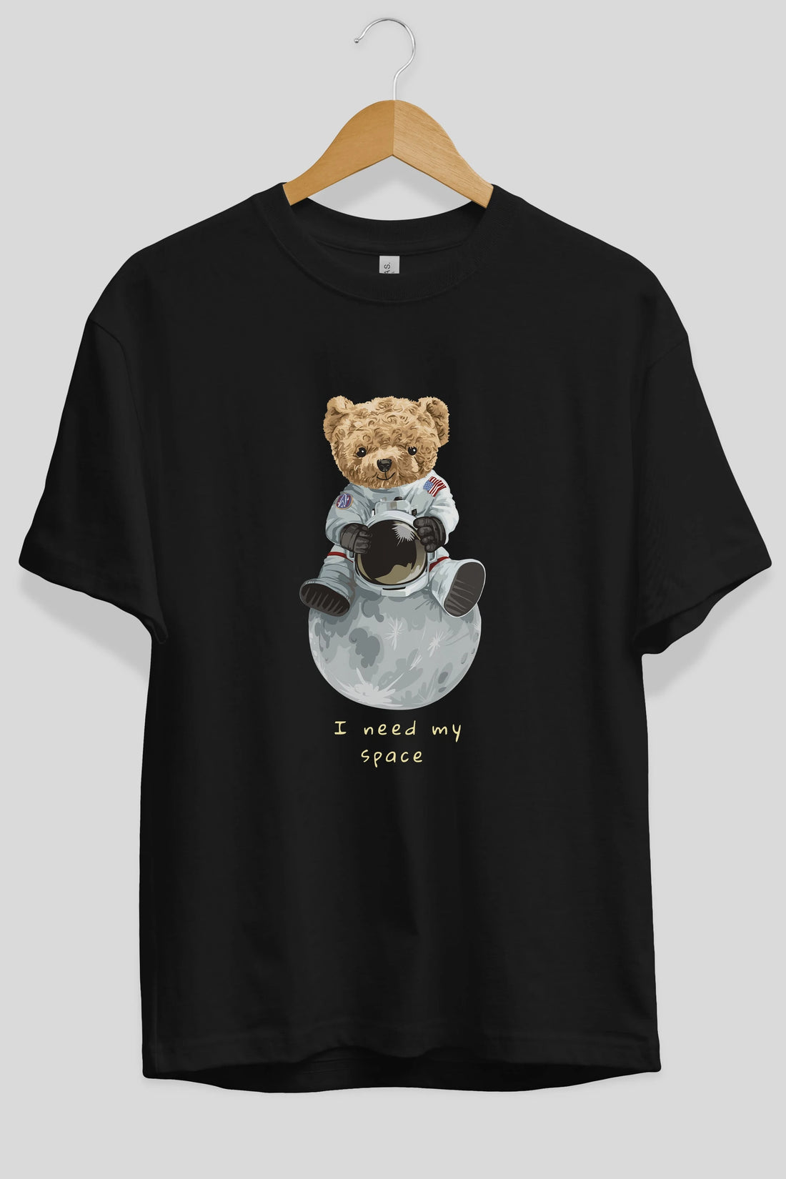Teddy Bear I Need My Space Ön Baskılı Oversize t-shirt Erkek Kadın Unisex %100 Pamuk