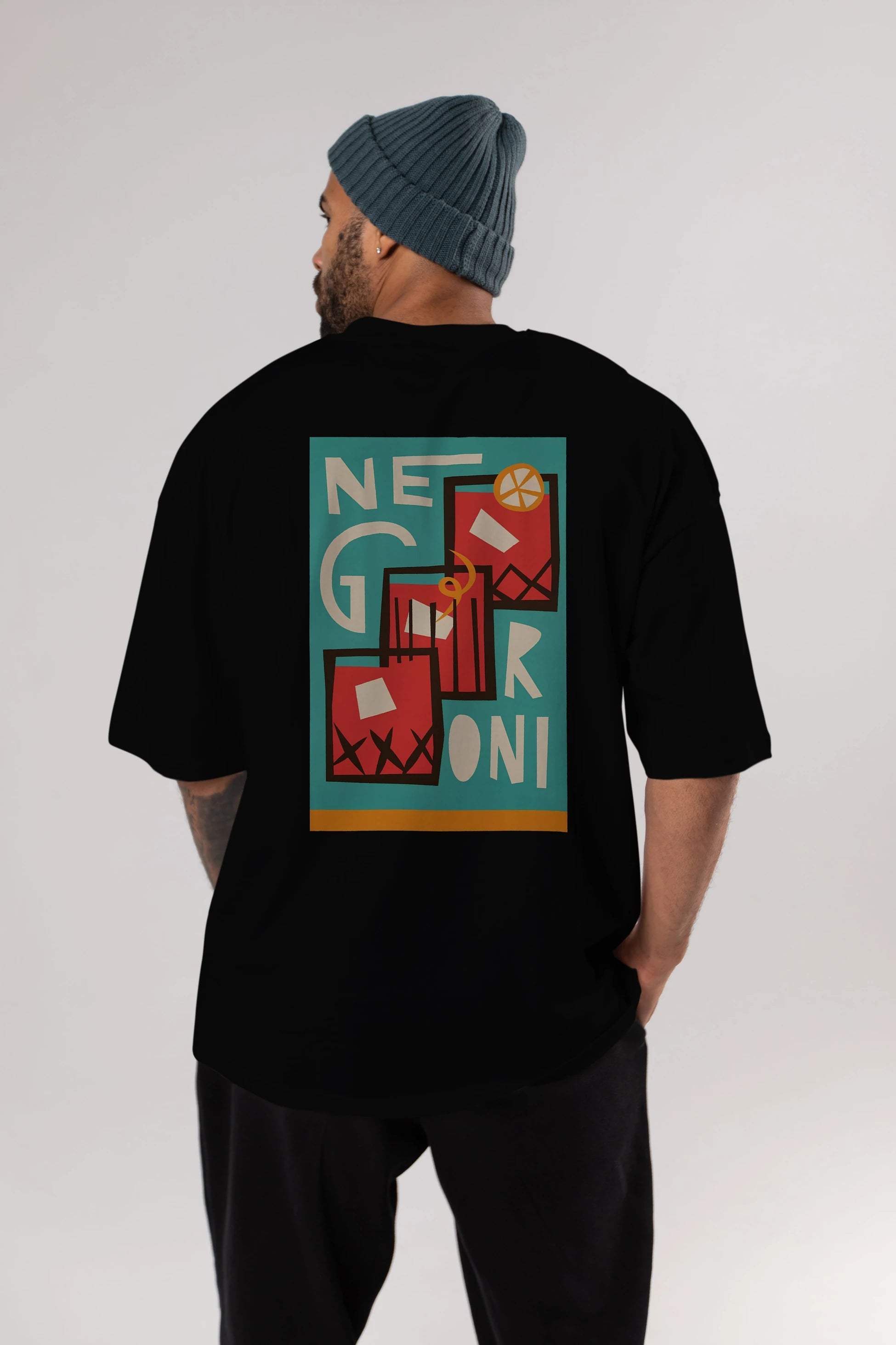 Negroni 3 Arka Baskılı Oversize t-shirt Erkek Kadın Unisex %100 Pamuk Bisiklet Yaka tişort