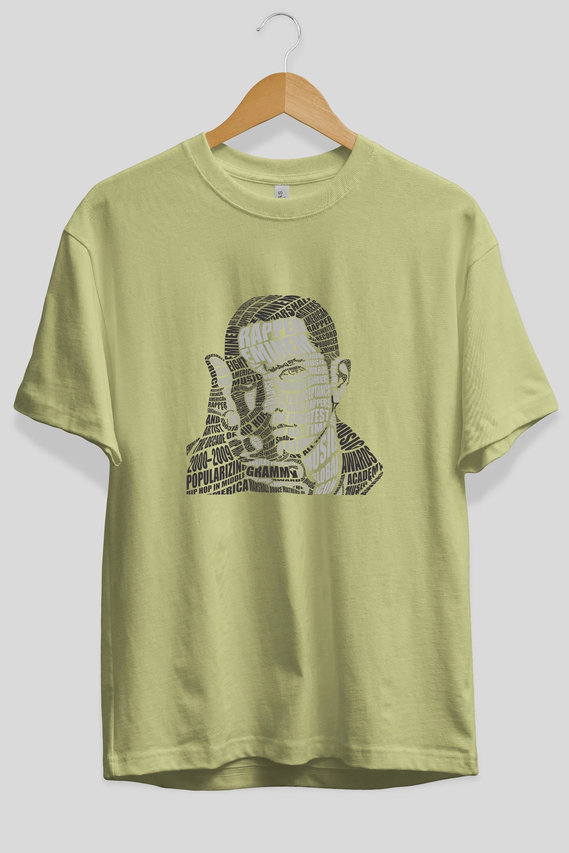 Eminem Calligram Ön Baskılı Oversize t-shirt %100 pamuk Erkek Kadın Unisex