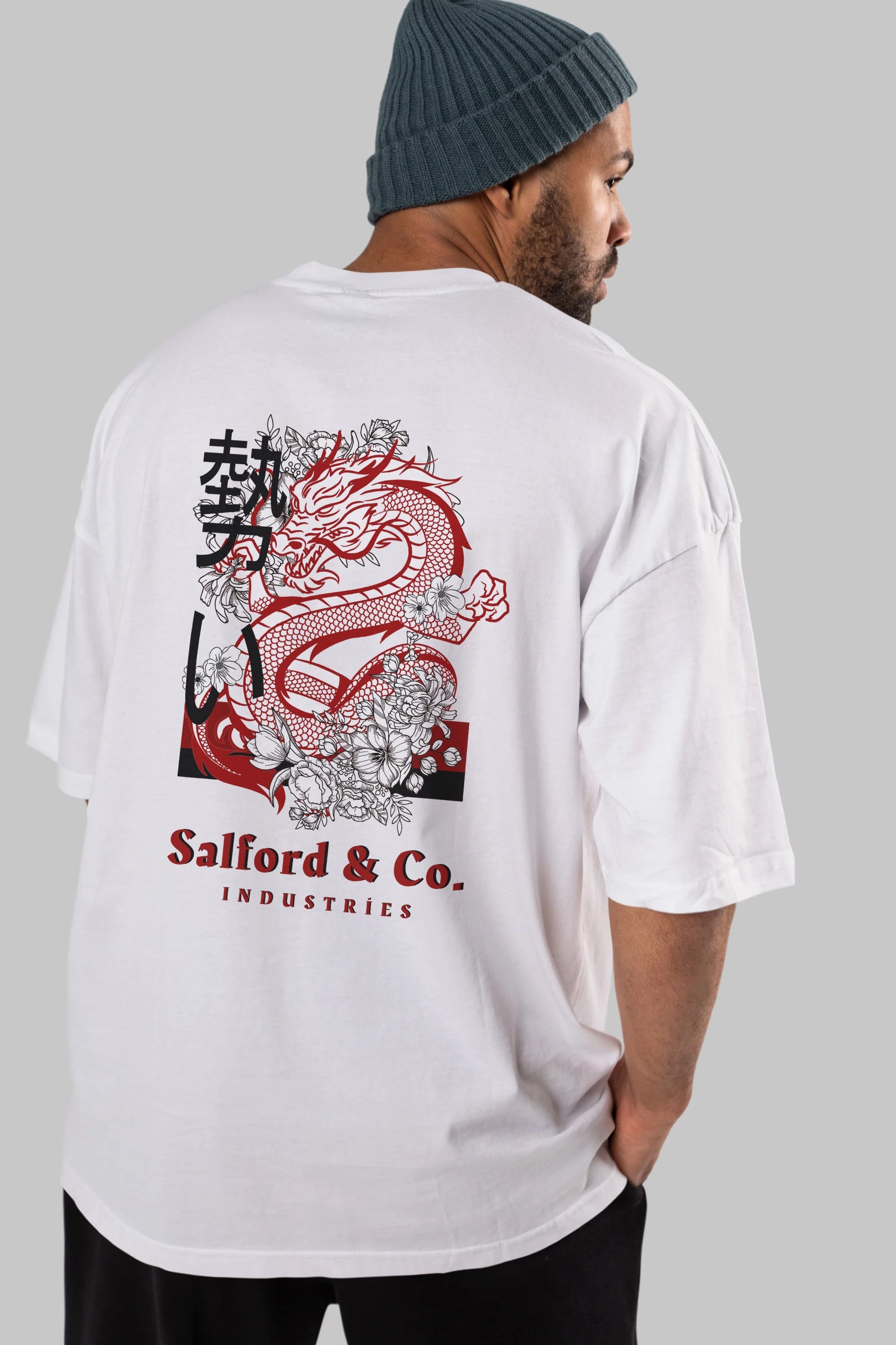 Dragon Arka Baskılı Oversize t-shirt Erkek Kadın Unisex