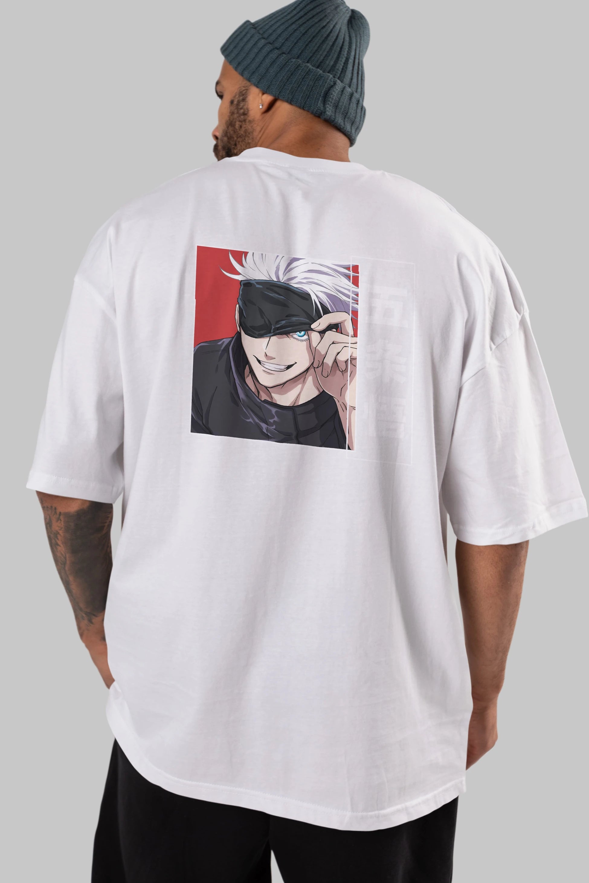 JUJUTSU KAISEN Anime Arka Baskılı Oversize t-shirt Erkek Kadın Unisex