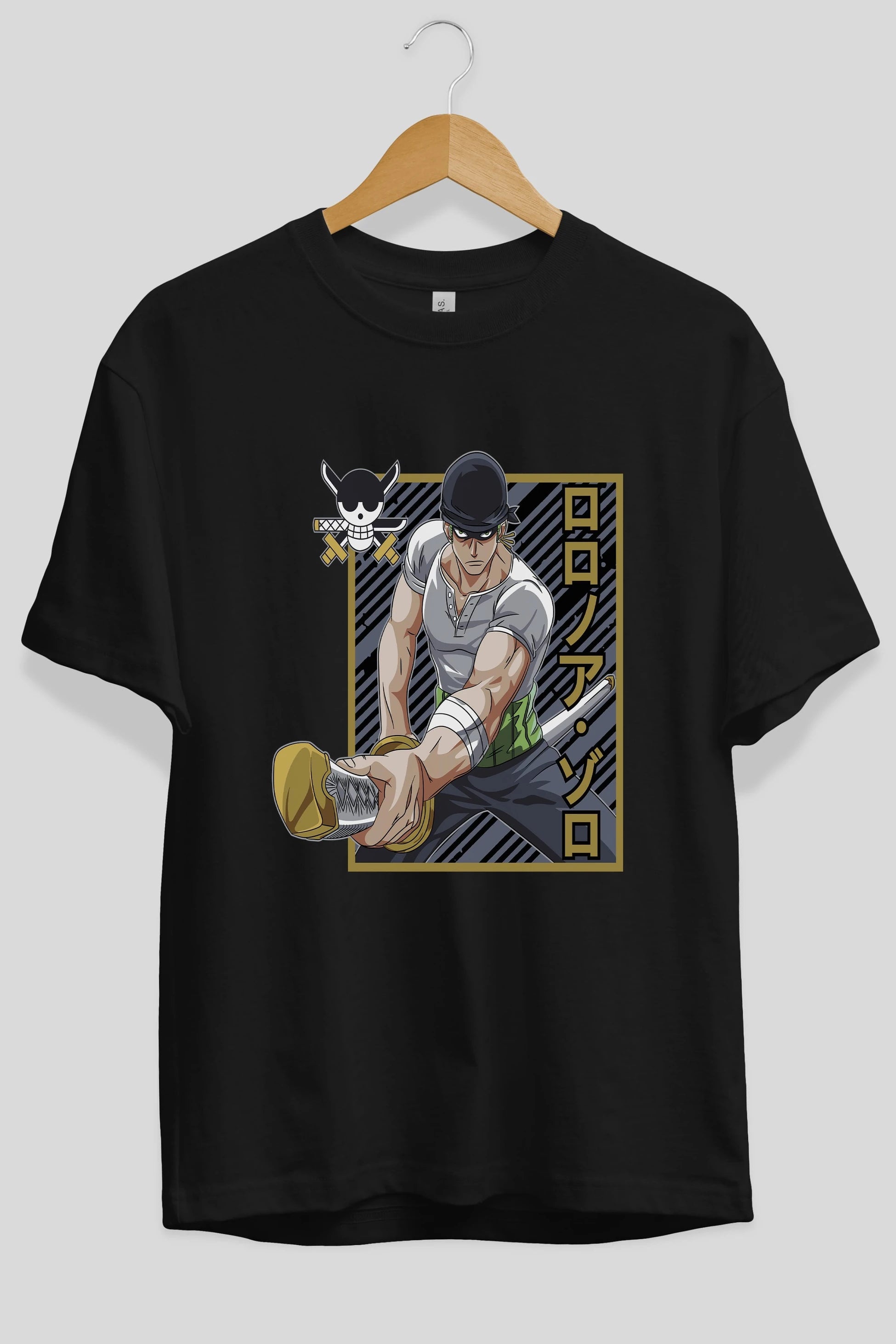 RORONOA ZORO Anime Ön Baskılı Oversize t-shirt %100 pamuk Erkek Kadın Unisex