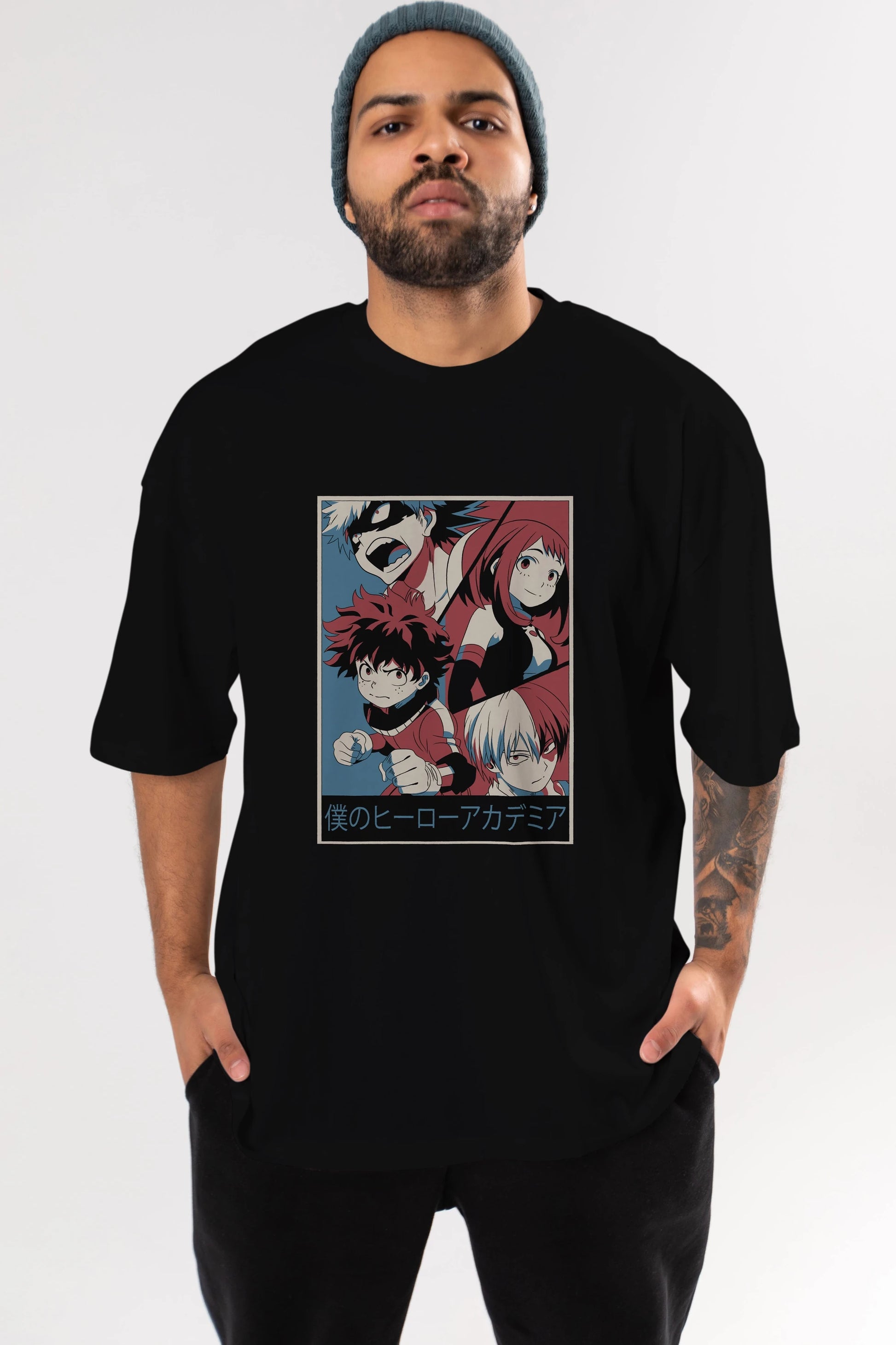 BokuNoHero Anime Ön Baskılı Oversize t-shirt %100 pamuk Erkek Kadın Unisex