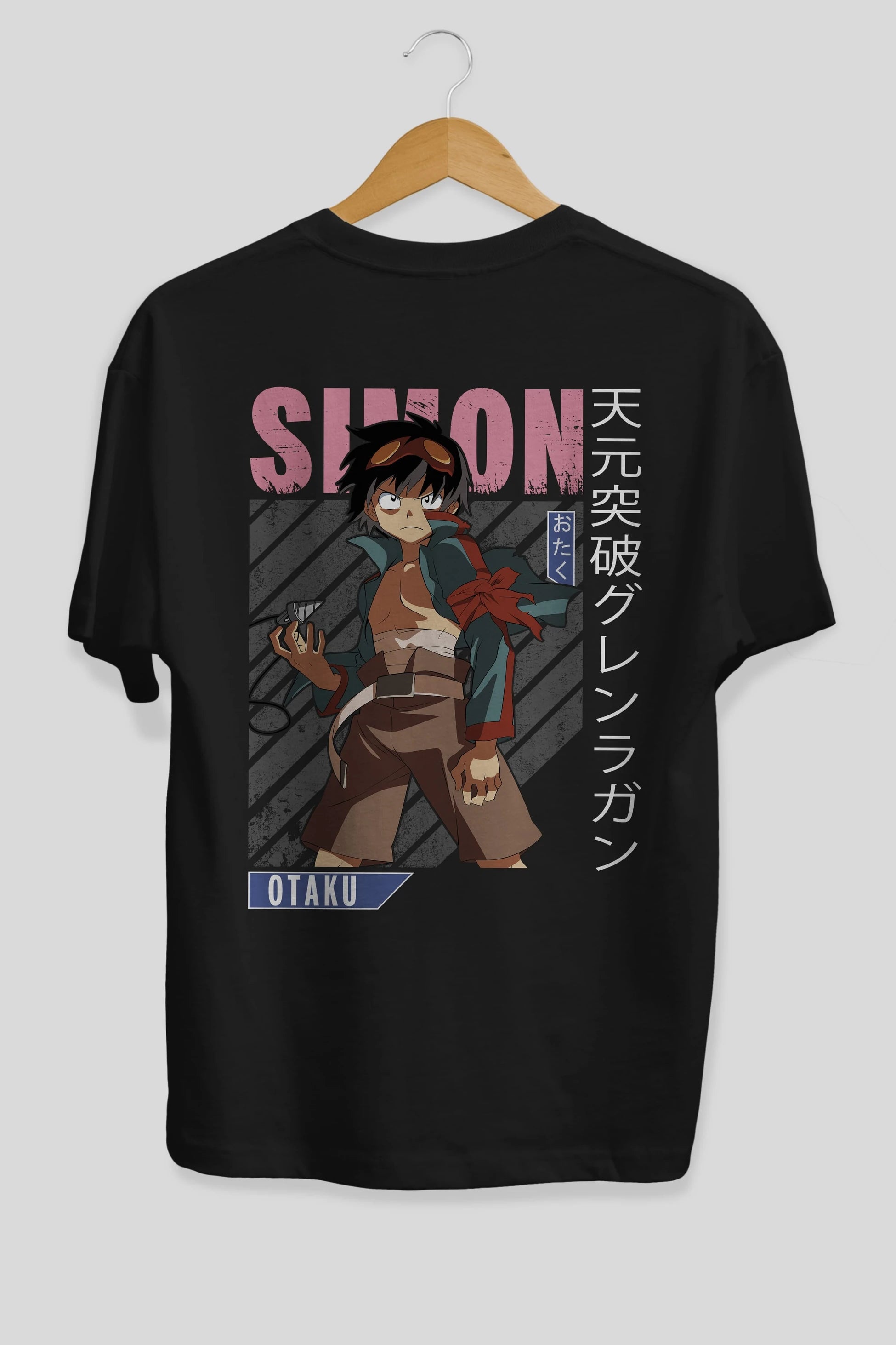 Simon 5 Anime Arka Baskılı Oversize t-shirt Erkek Kadın Unisex