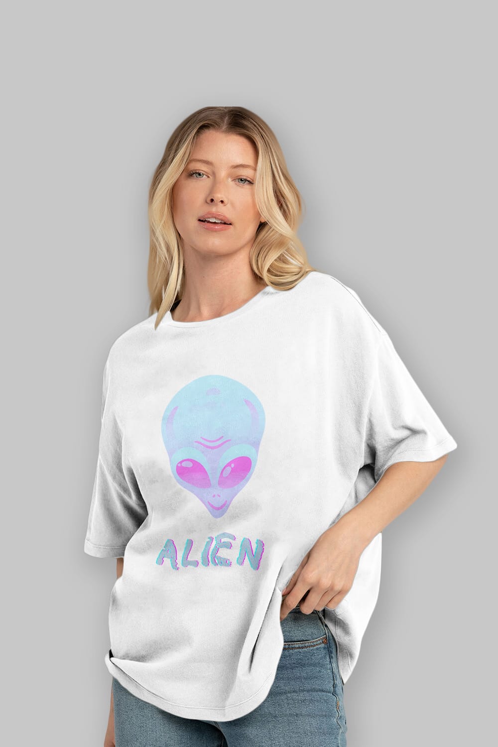 Alien Ön Baskılı Oversize t-shirt Erkek Kadın Unisex