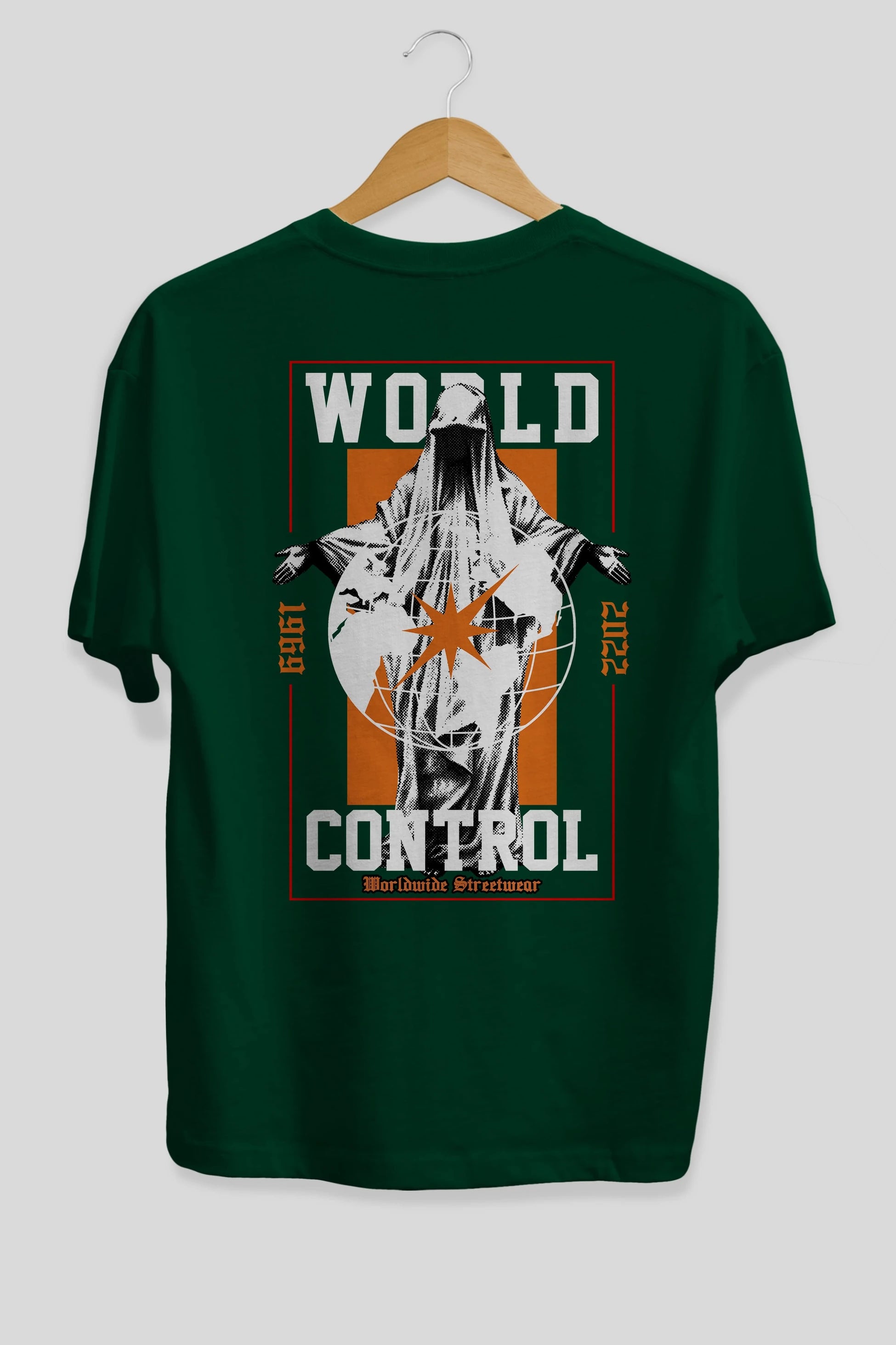 World Control Arka Baskılı Oversize t-shirt Erkek Kadın Unisex
