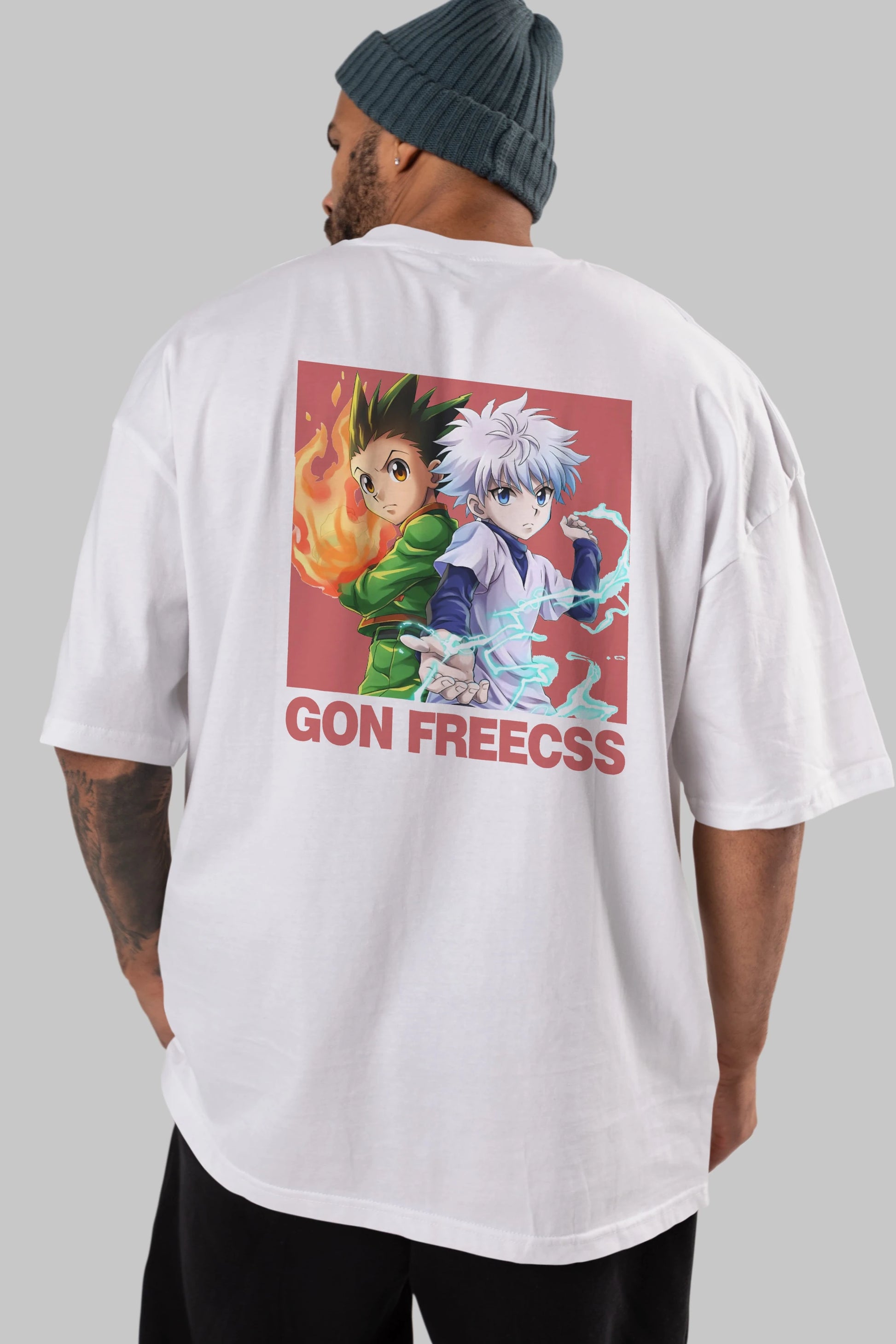Gon Freecss HUNTER X HUNTER 4 Anime Arka Baskılı Oversize t-shirt Erkek Kadın Unisex