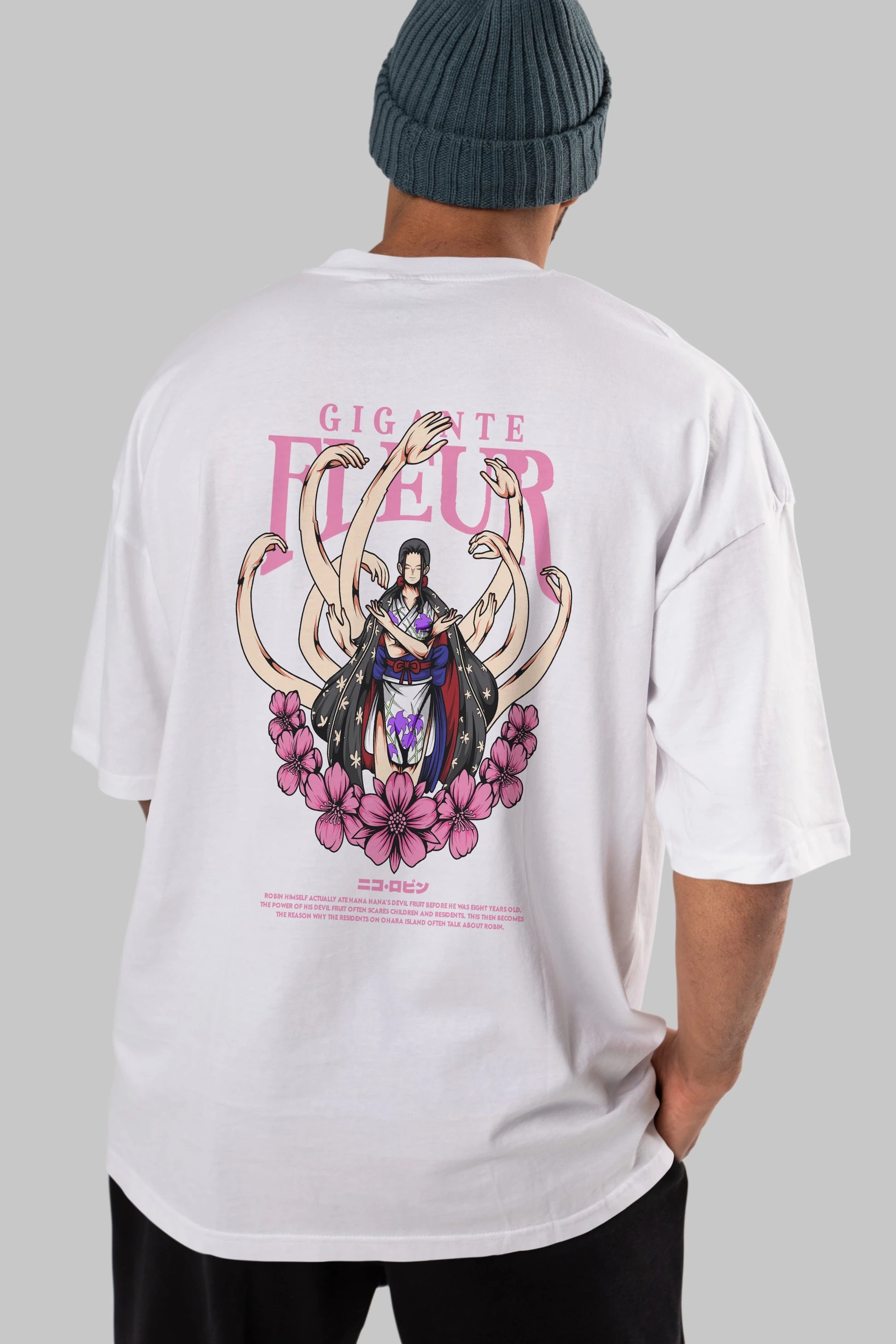 Gigante Fleur Anime Arka Baskılı Oversize t-shirt Erkek Kadın Unisex