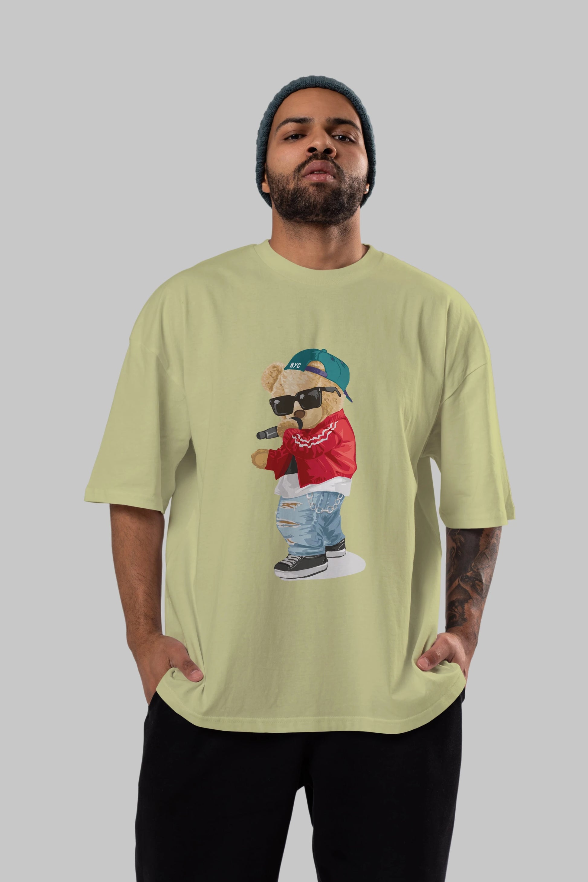 Teddy Bear Şarkıcı Ön Baskılı Oversize t-shirt Erkek Kadın Unisex %100 Pamuk