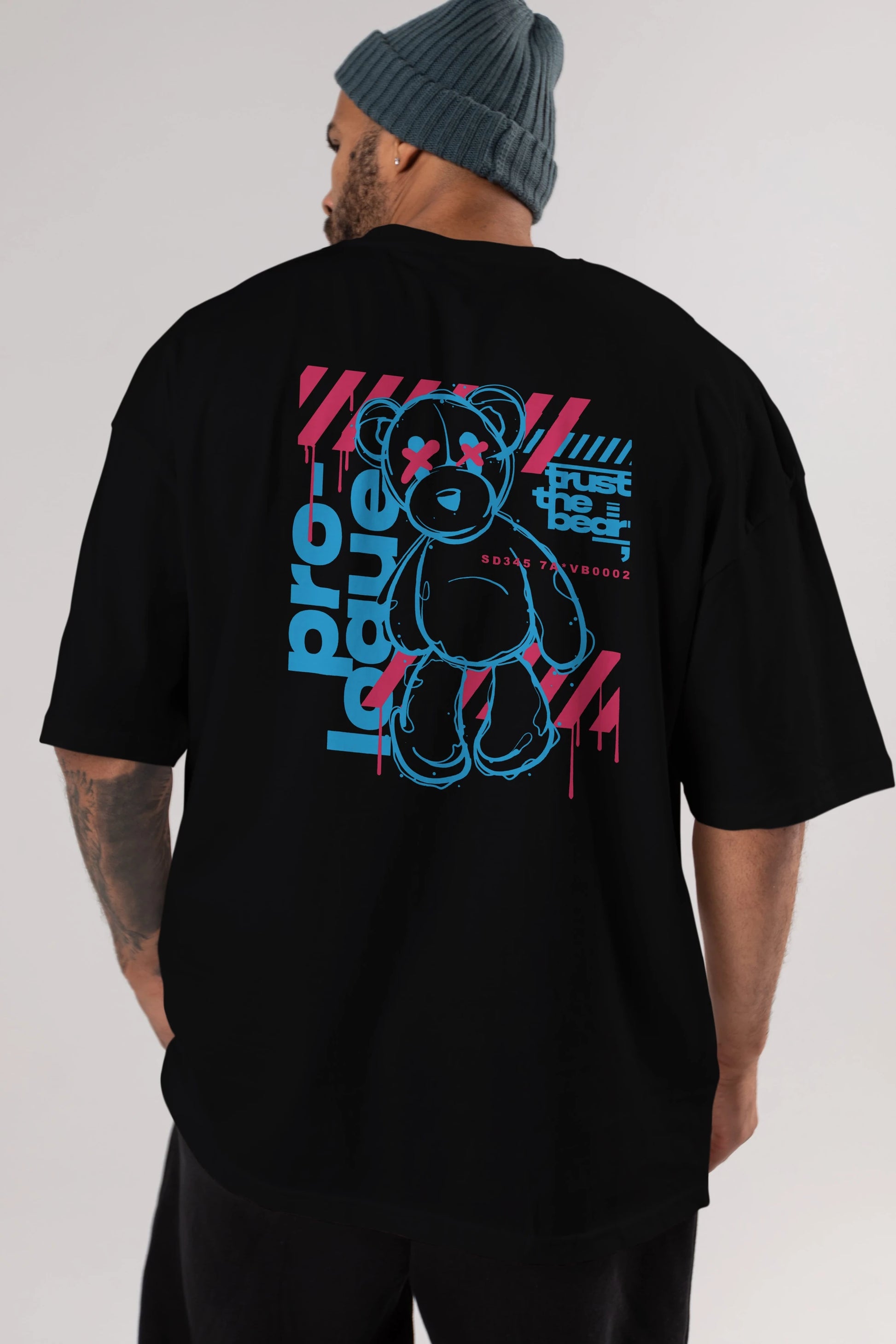 Trust The Bear Arka Baskılı Oversize t-shirt Erkek Kadın Unisex