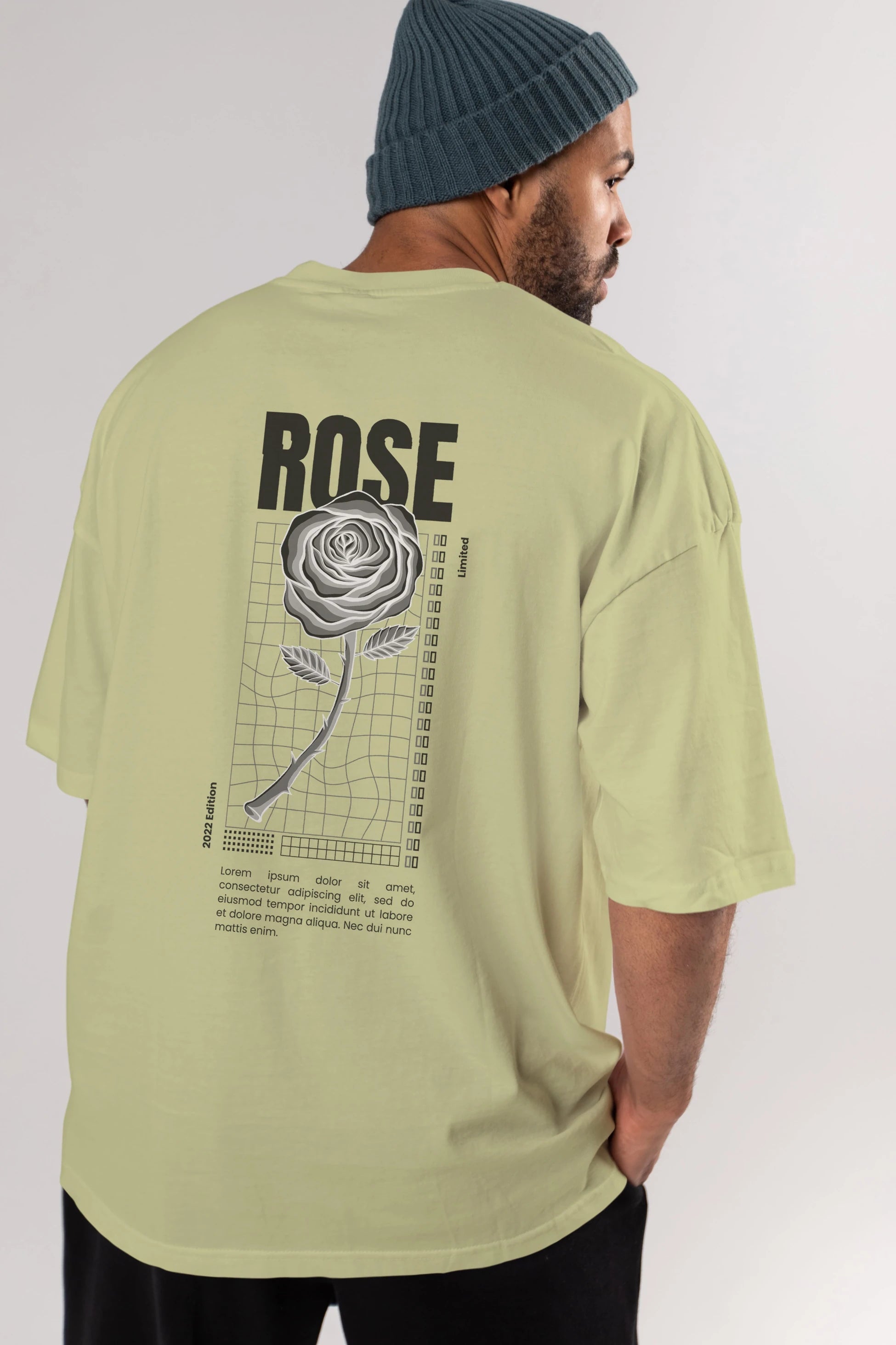 Rose Streetwear Arka Baskılı Oversize t-shirt Erkek Kadın Unisex