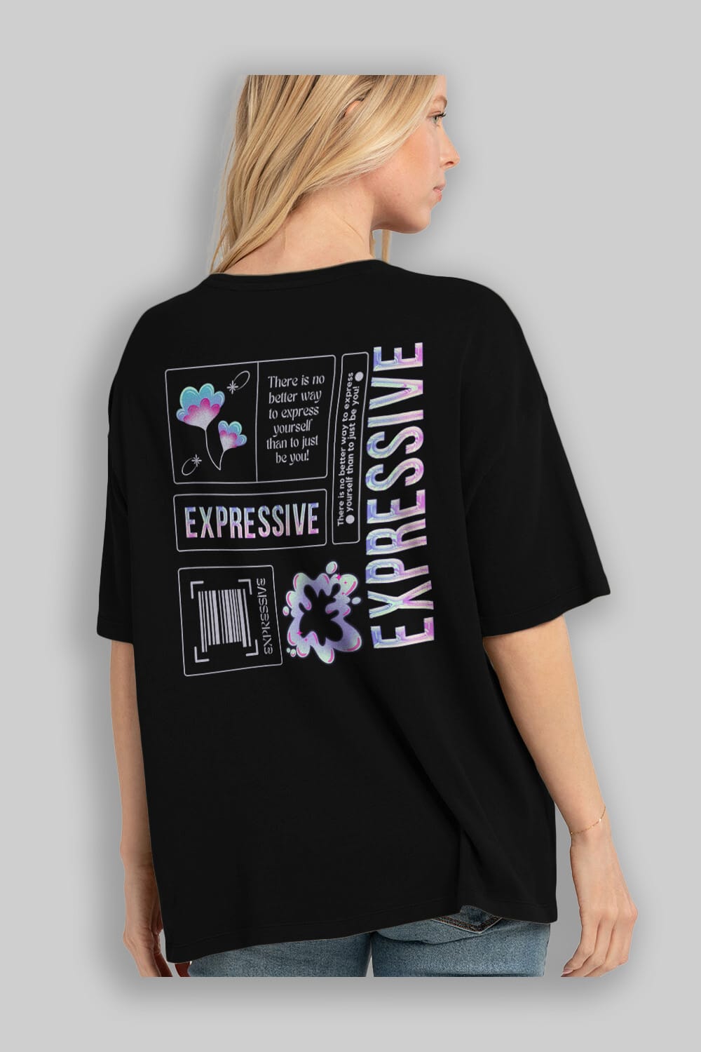 Expressive Streetwear Arka Baskılı Oversize t-shirt Erkek Kadın Unisex