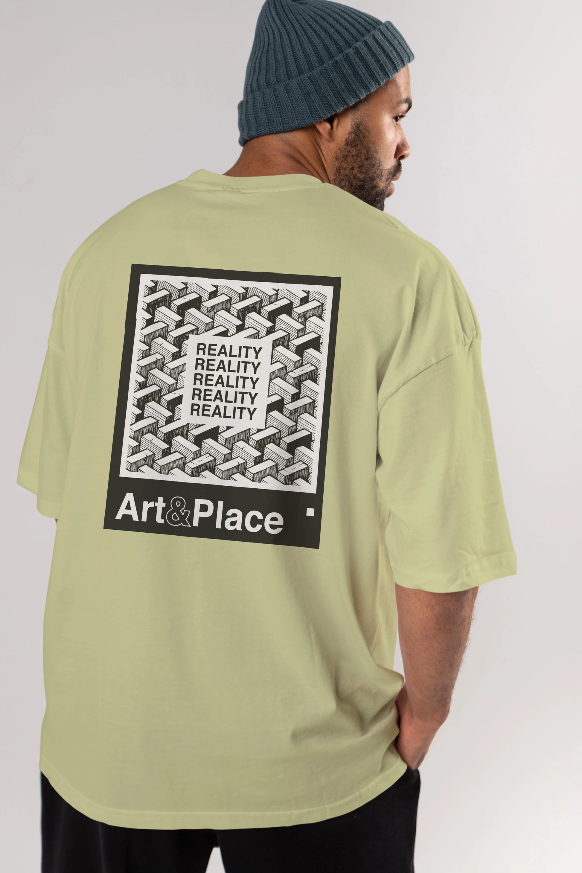 Reality Arka Baskılı Oversize t-shirt Erkek Kadın Unisex