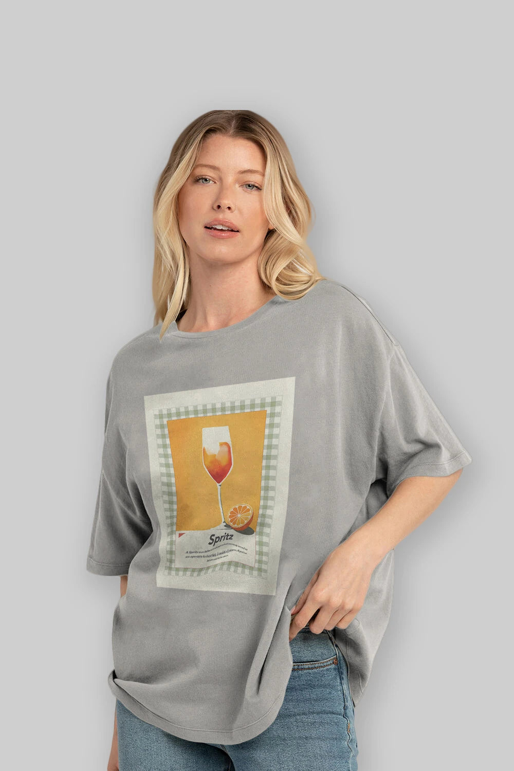 Aperol Spritz 5 Ön Baskılı Oversize t-shirt Erkek Kadın Unisex %100 Pamuk Bisiklet Yaka tişort