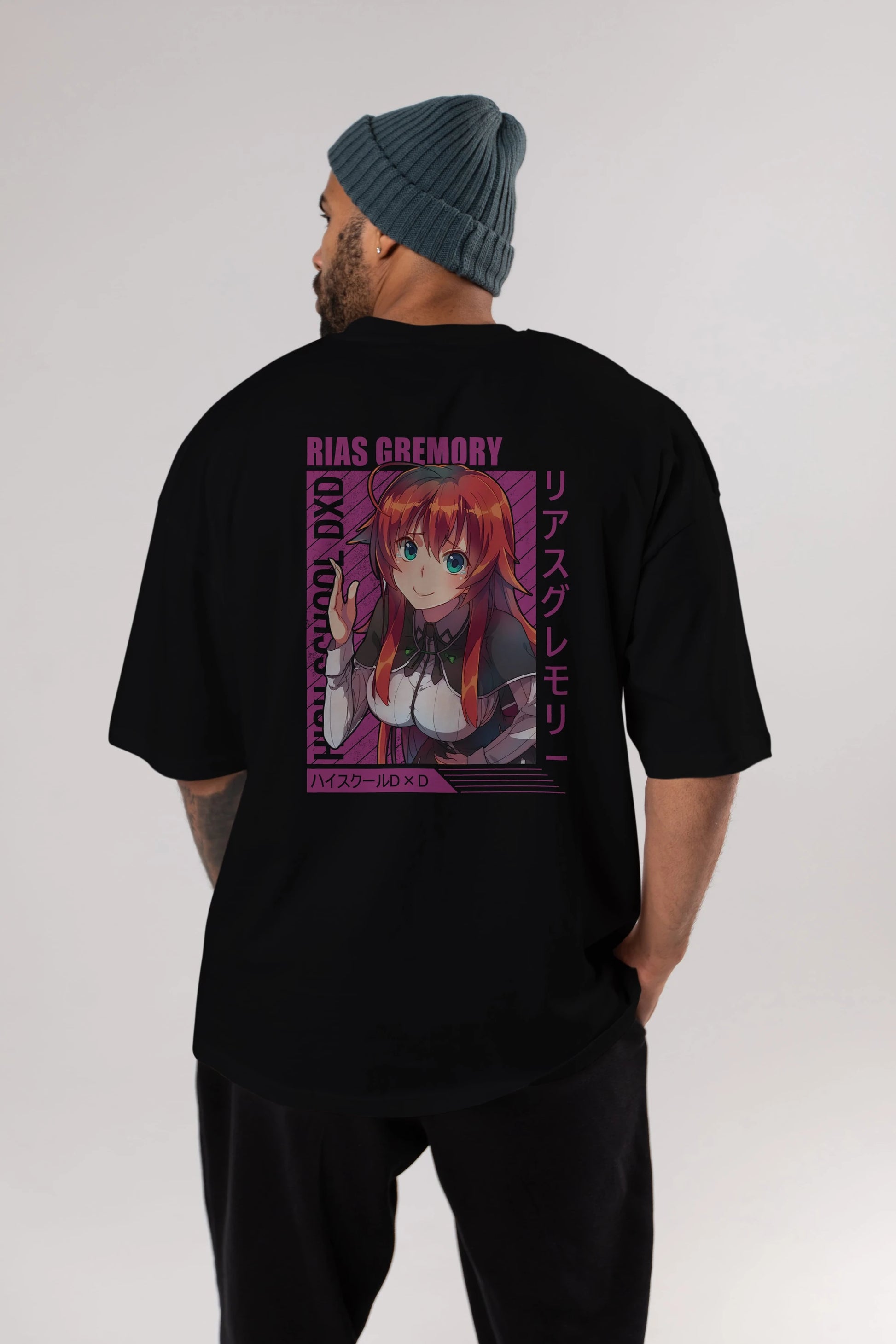 Rias Gremory 10 Anime Arka Baskılı Oversize t-shirt Erkek Kadın Unisex