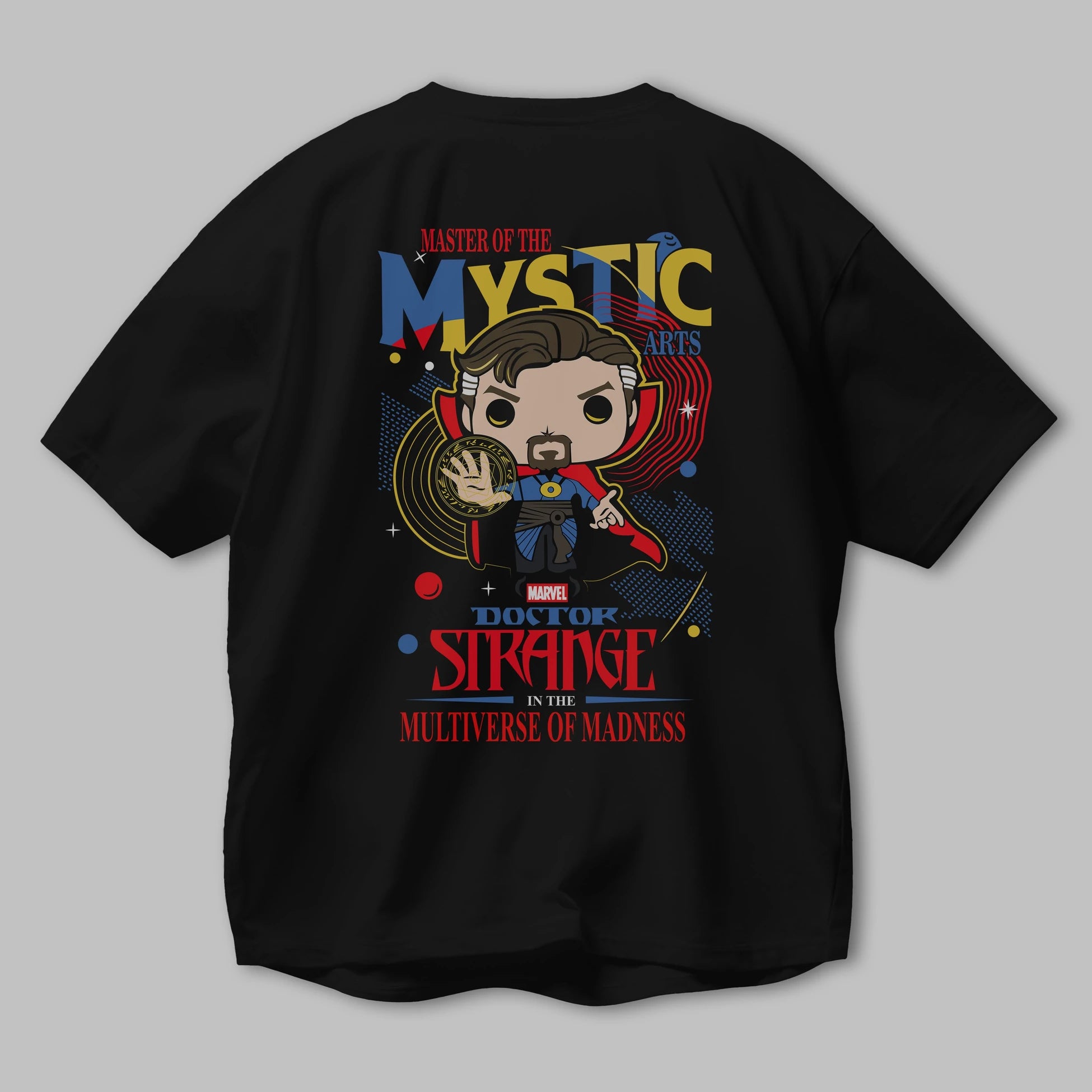 Doctor Strange Arka Baskılı Oversize t-shirt Erkek Kadın Unisex %100 Pamuk Bisiklet Yaka tişort