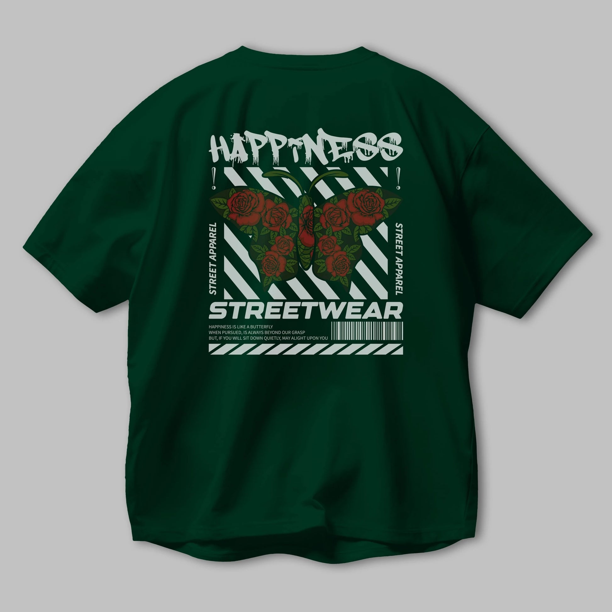 Happiness Streetwear Arka Baskılı Oversize t-shirt Erkek Kadın Unisex