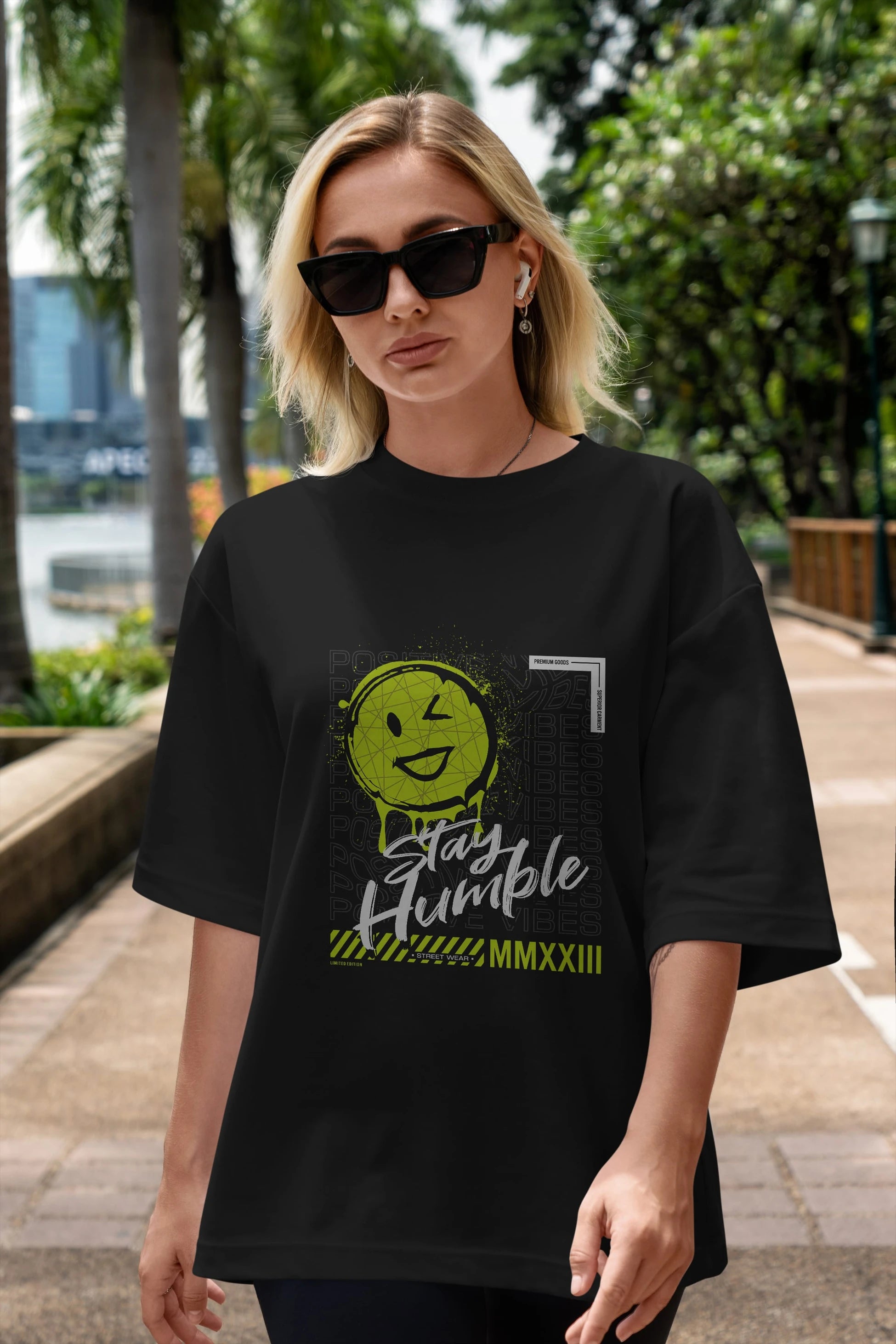 Stay Humble Ön Baskılı Oversize t-shirt Erkek Kadın Unisex