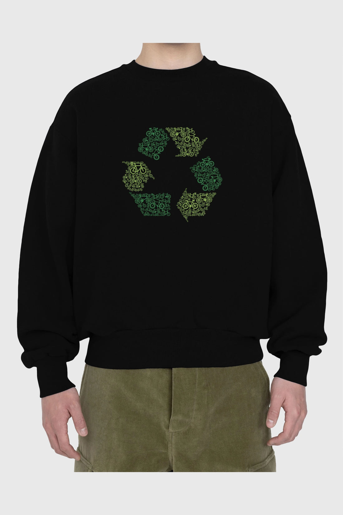 Recycling Ön Baskılı Oversize Sweatshirt Erkek Kadın Unisex