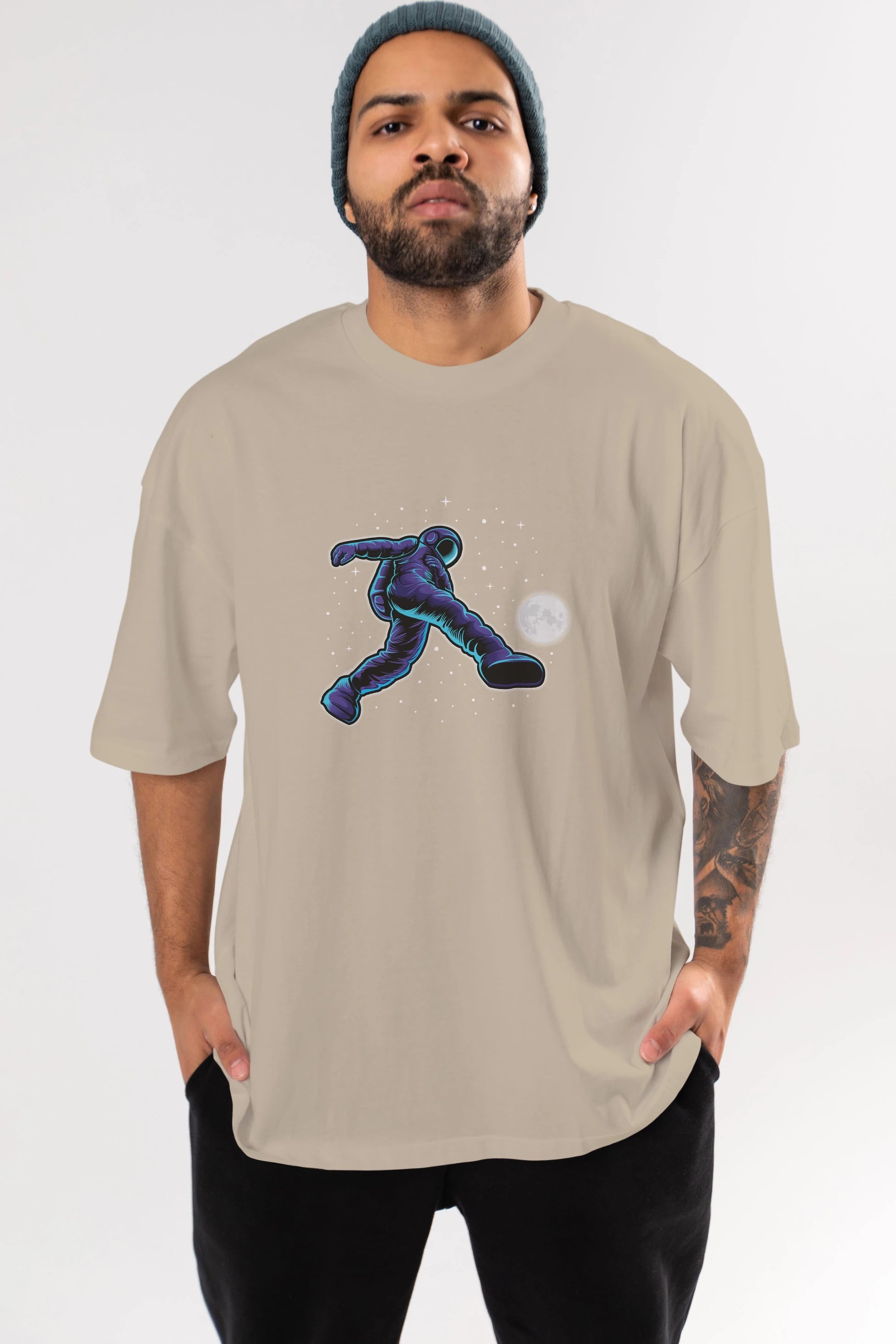 Astroball in Space Ön Baskılı Oversize t-shirt Erkek Kadın Unisex