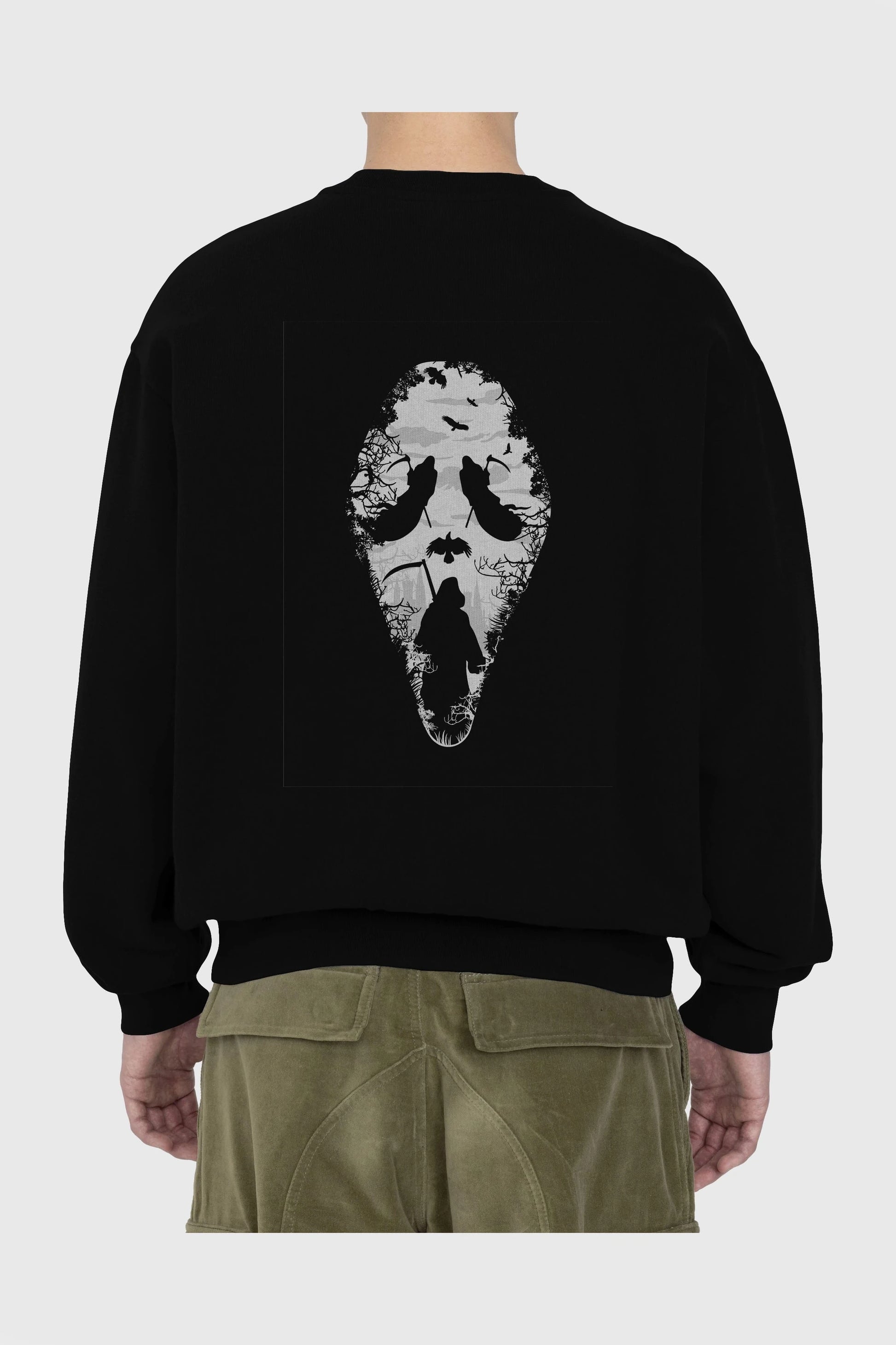 Reaper Scream Arka Baskılı Oversize Sweatshirt Erkek Kadın Unisex