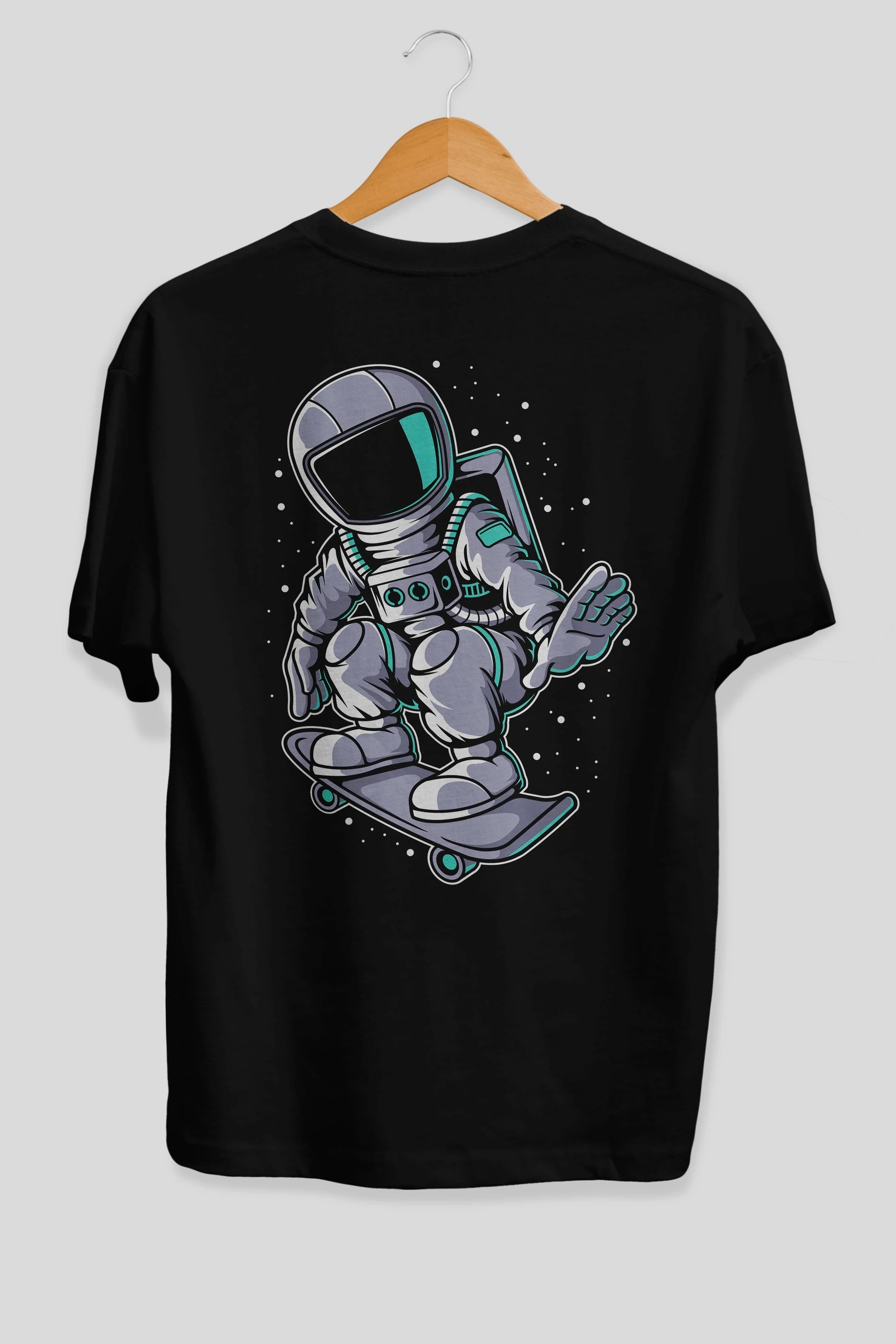 Astronaut Skater Arka Baskılı Oversize t-shirt Erkek Kadın Unisex