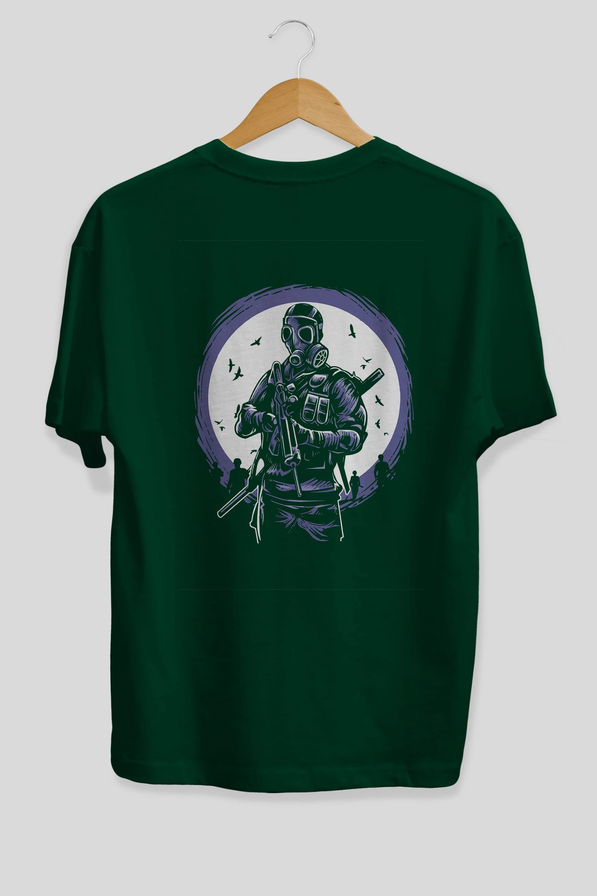 Gas Mask Soldier Arka Baskılı Oversize t-shirt Erkek Kadın Unisex %100 Pamuk