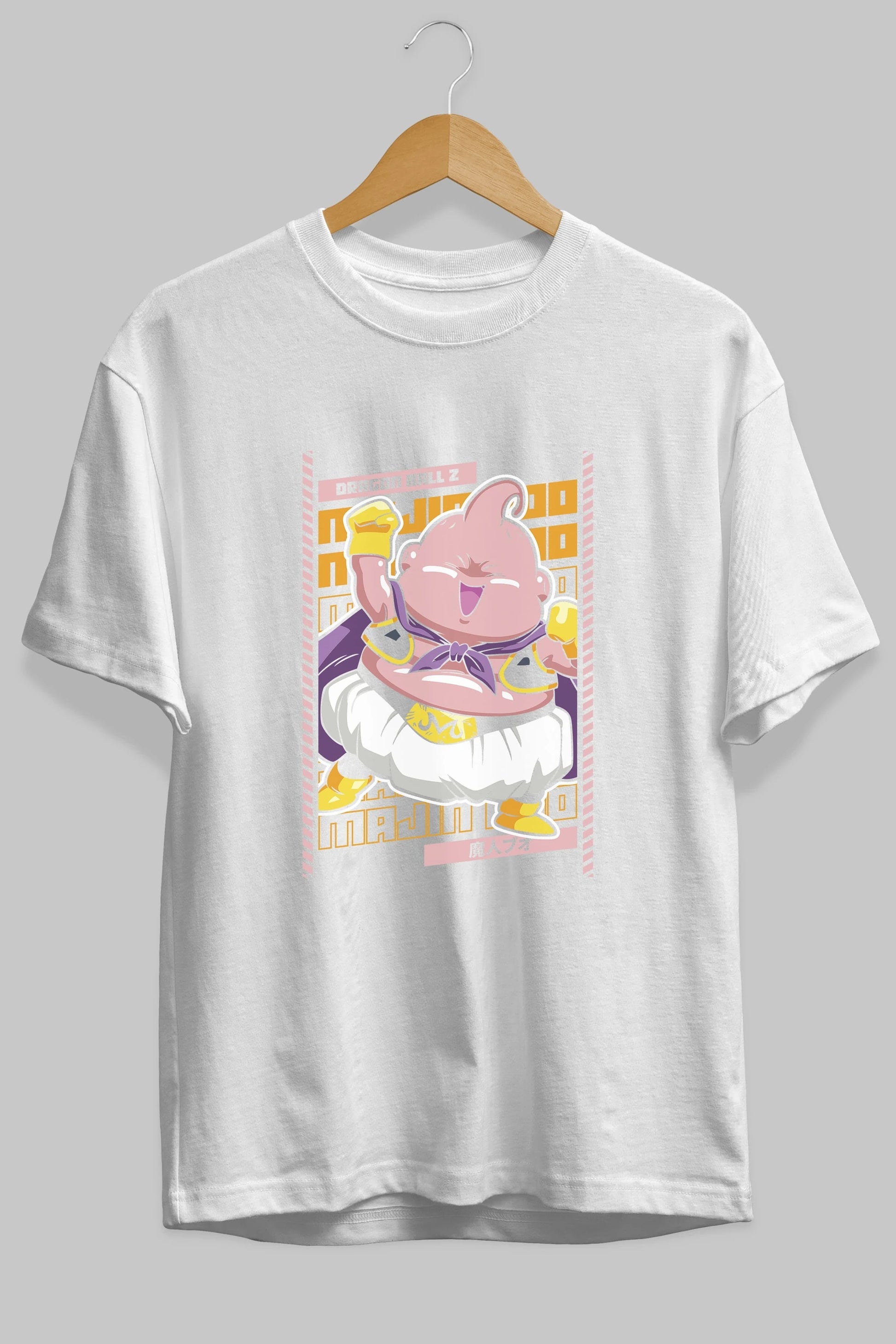 MAJIN BOO1 Anime Ön Baskılı Oversize t-shirt %100 pamuk Erkek Kadın Unisex