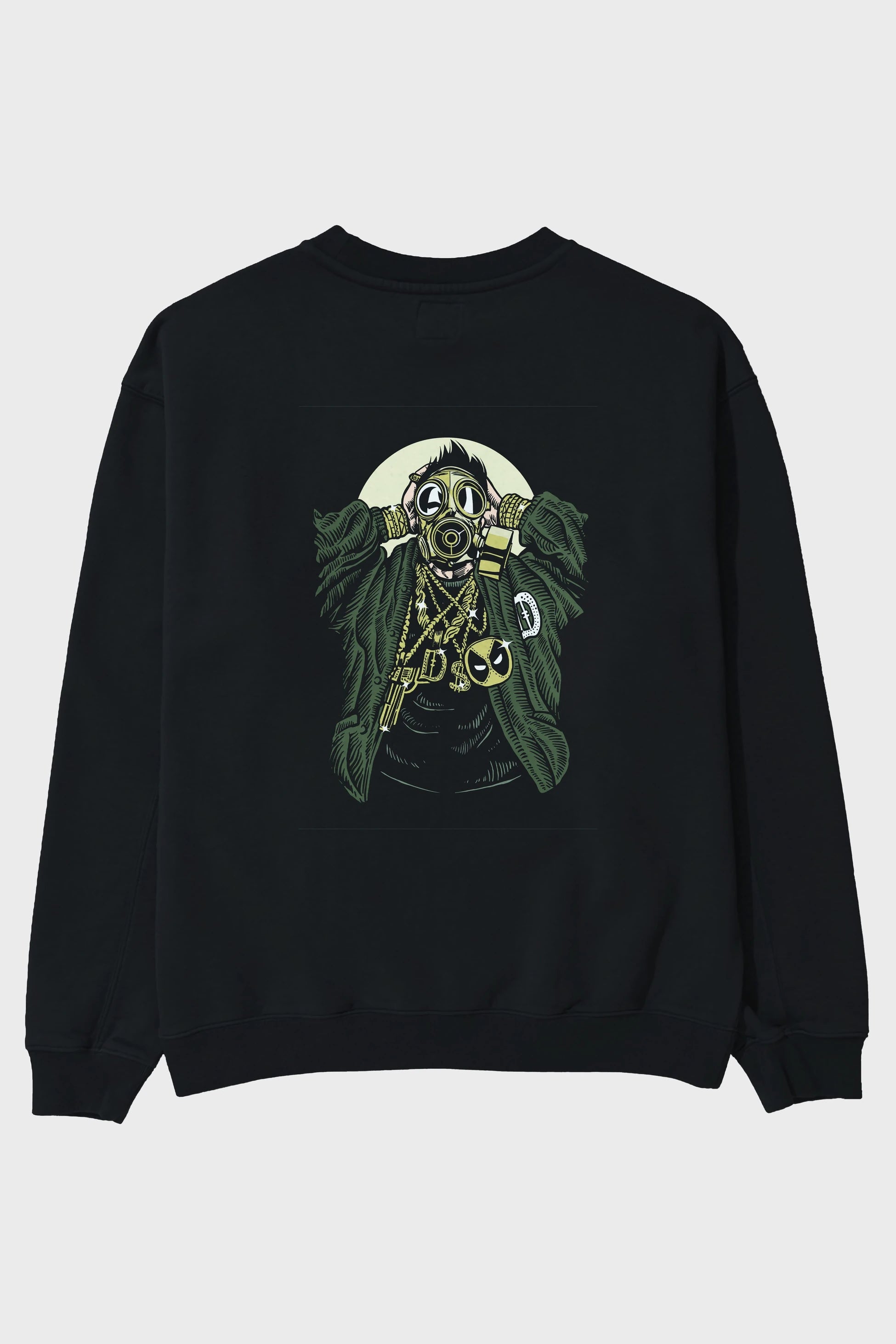 Gasmask Gangsta Arka Baskılı Oversize Sweatshirt Erkek Kadın Unisex