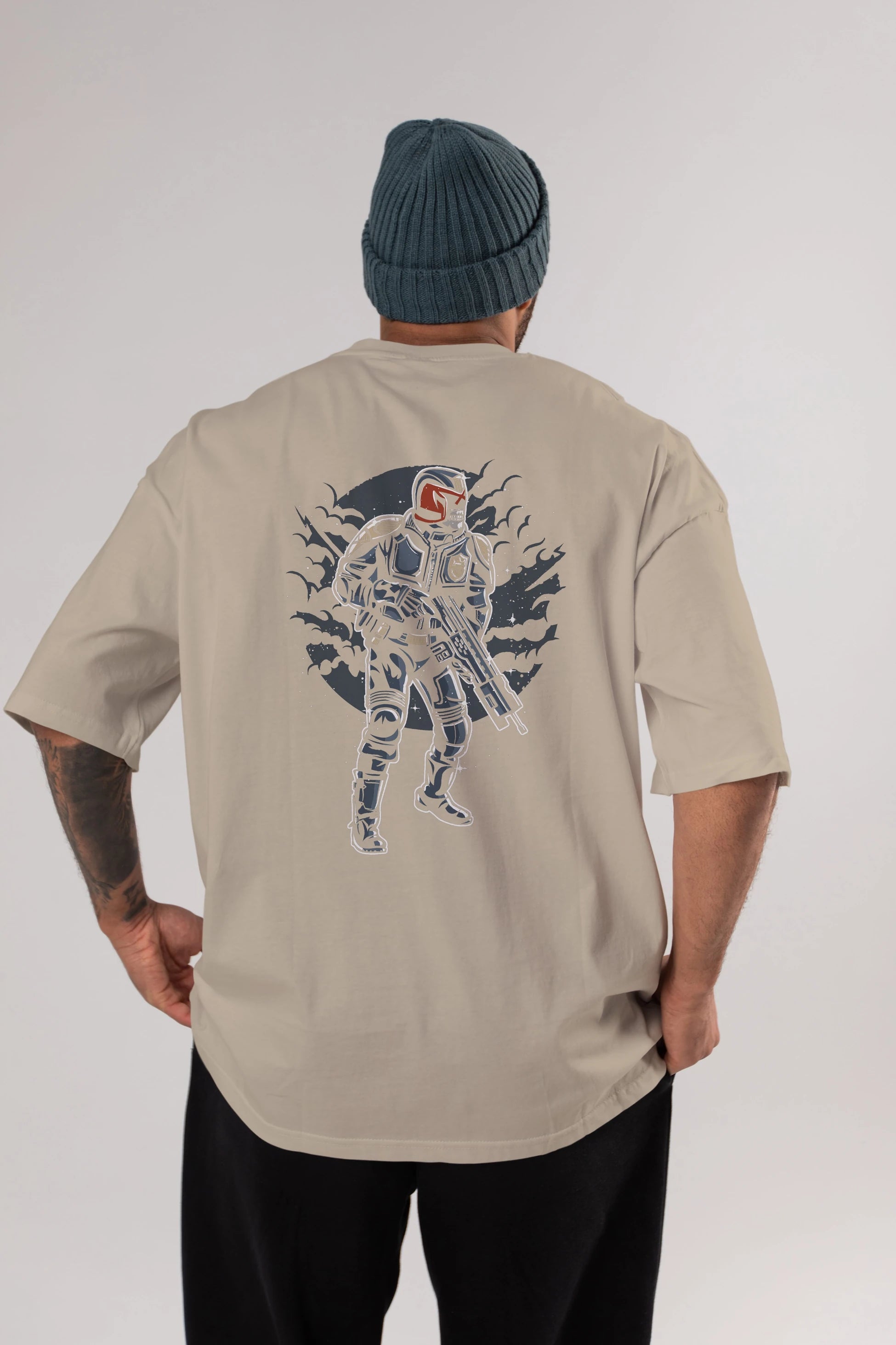 Judge Skull Arka Baskılı Oversize t-shirt Erkek Kadın Unisex %100 Pamuk