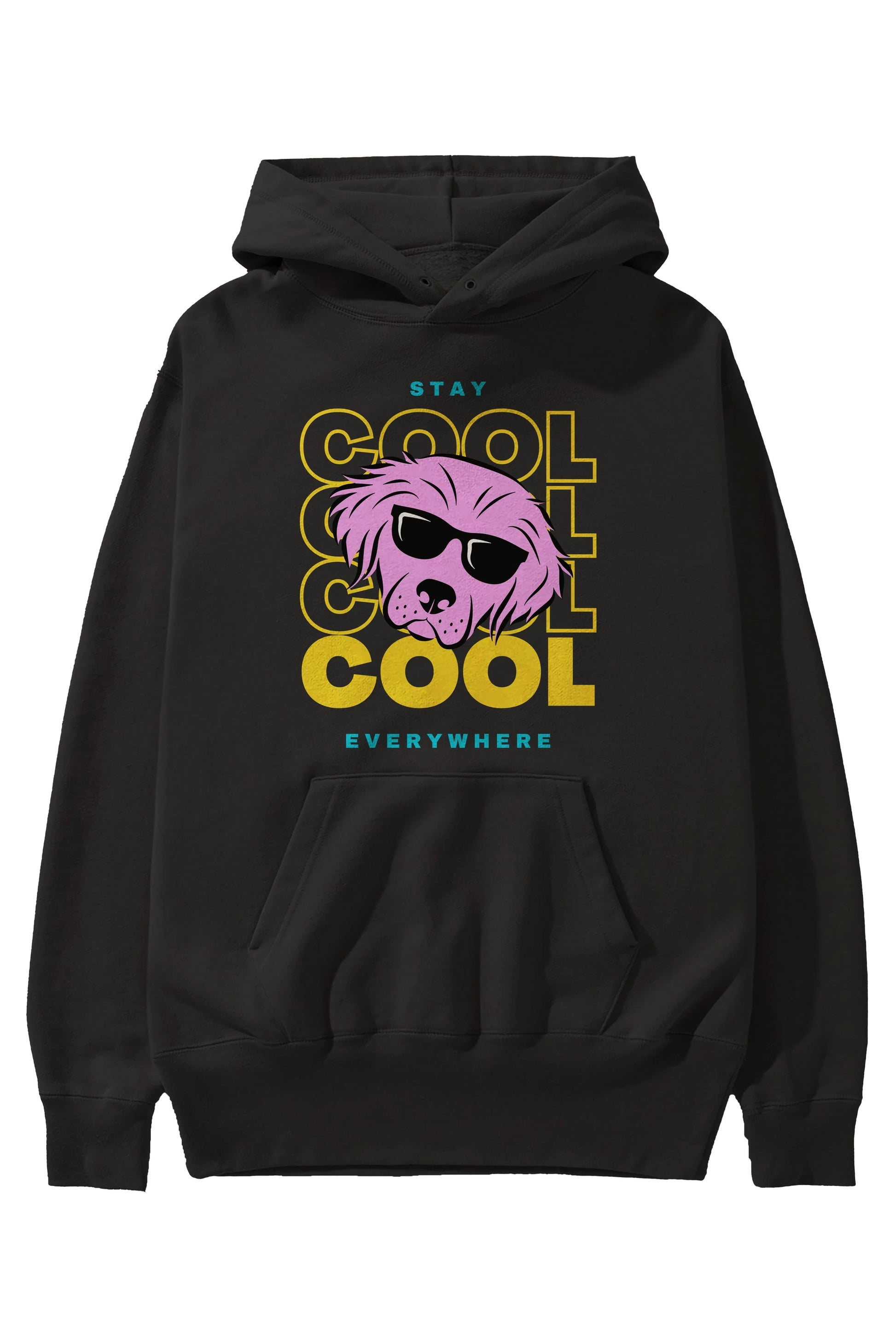 Cool Dog 2 Ön Baskılı Oversize Hoodie Kapüşonlu Sweatshirt Erkek Kadın Unisex