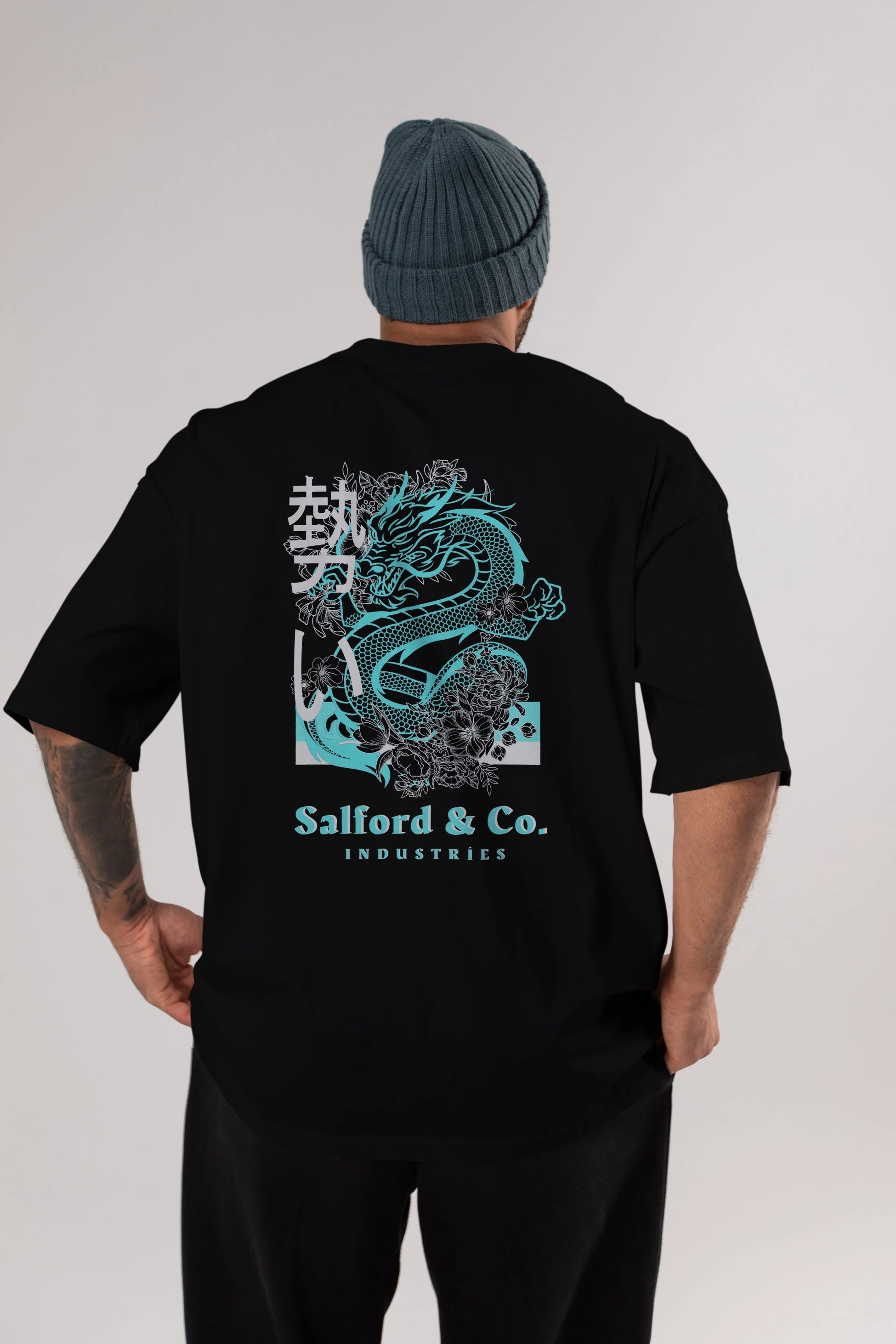 Dragon Arka Baskılı Oversize t-shirt Erkek Kadın Unisex