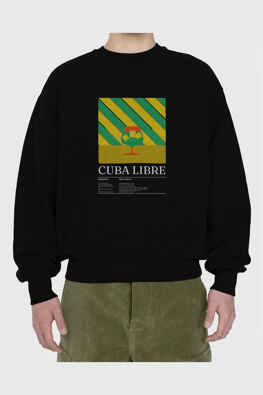 Cuba Libre ön Baskılı Oversize Sweatshirt Erkek Kadın Unisex